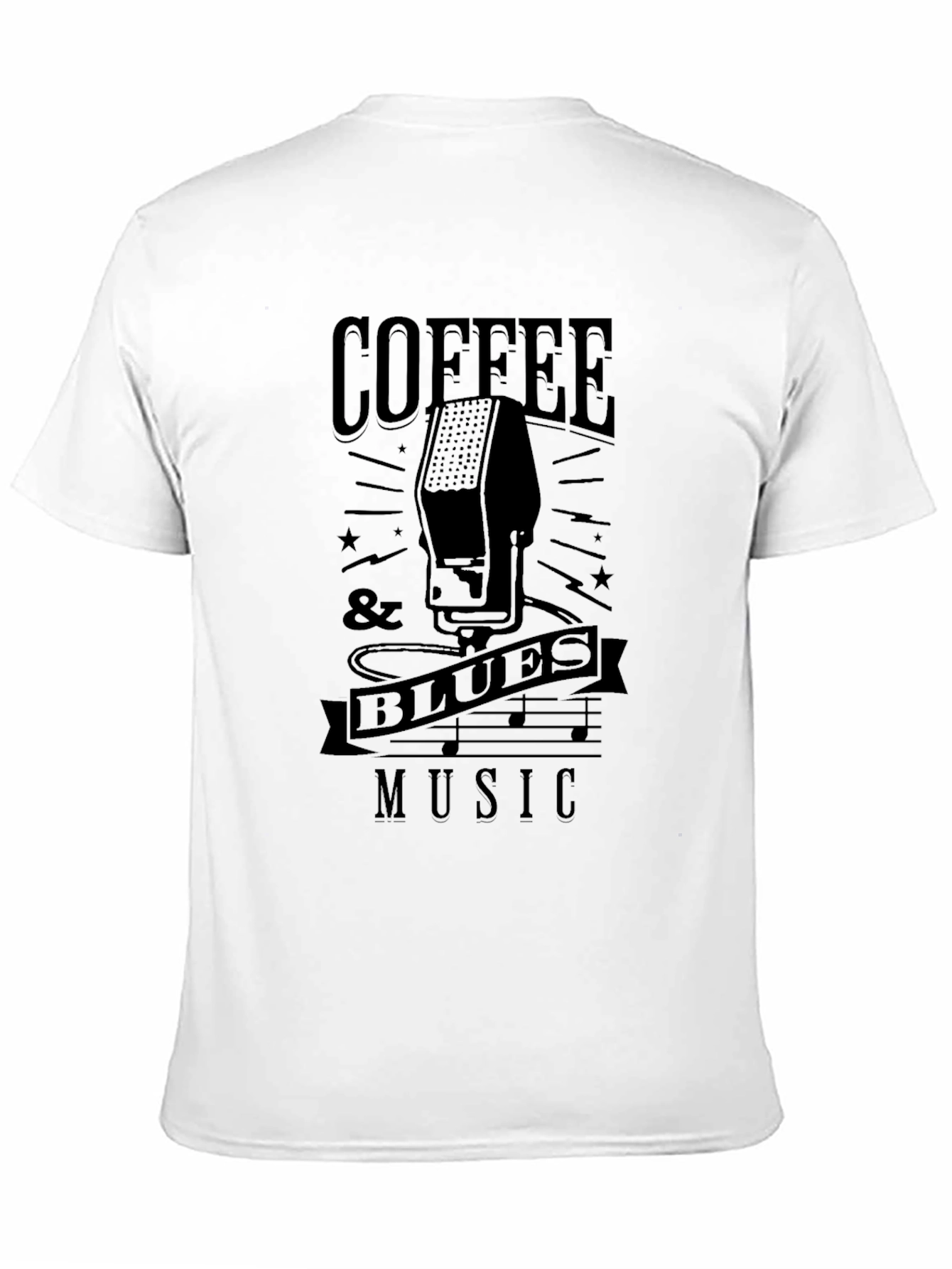 Coffee & Blues Music Graphic Black T-Shirt