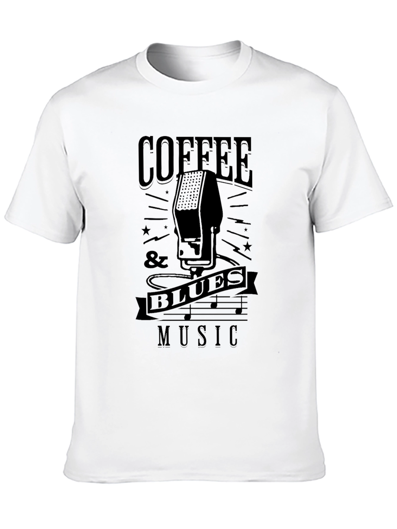 Coffee & Blues Music Graphic Black T-Shirt