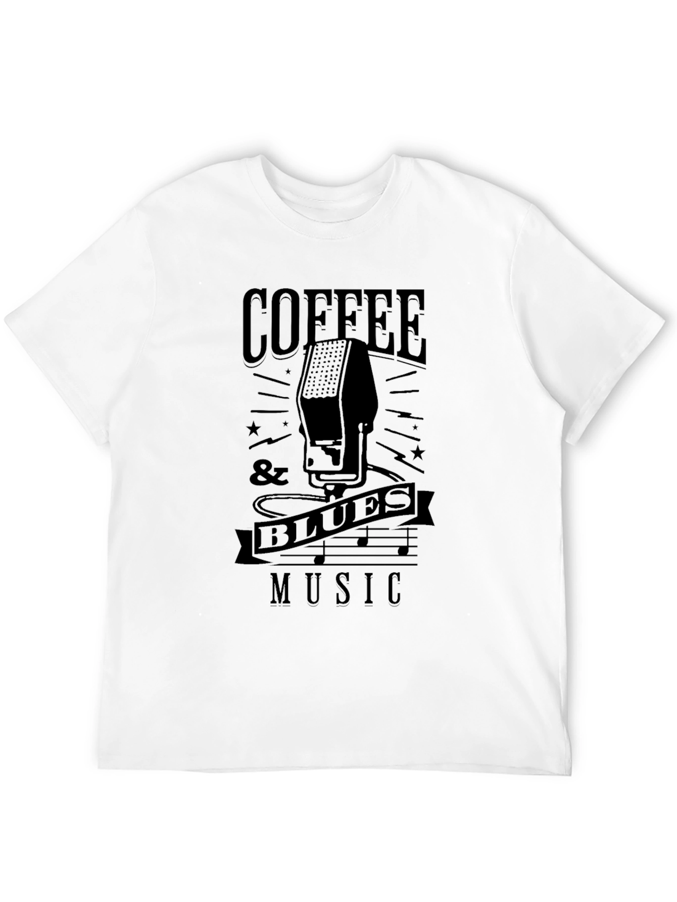 Coffee & Blues Music Graphic Black T-Shirt