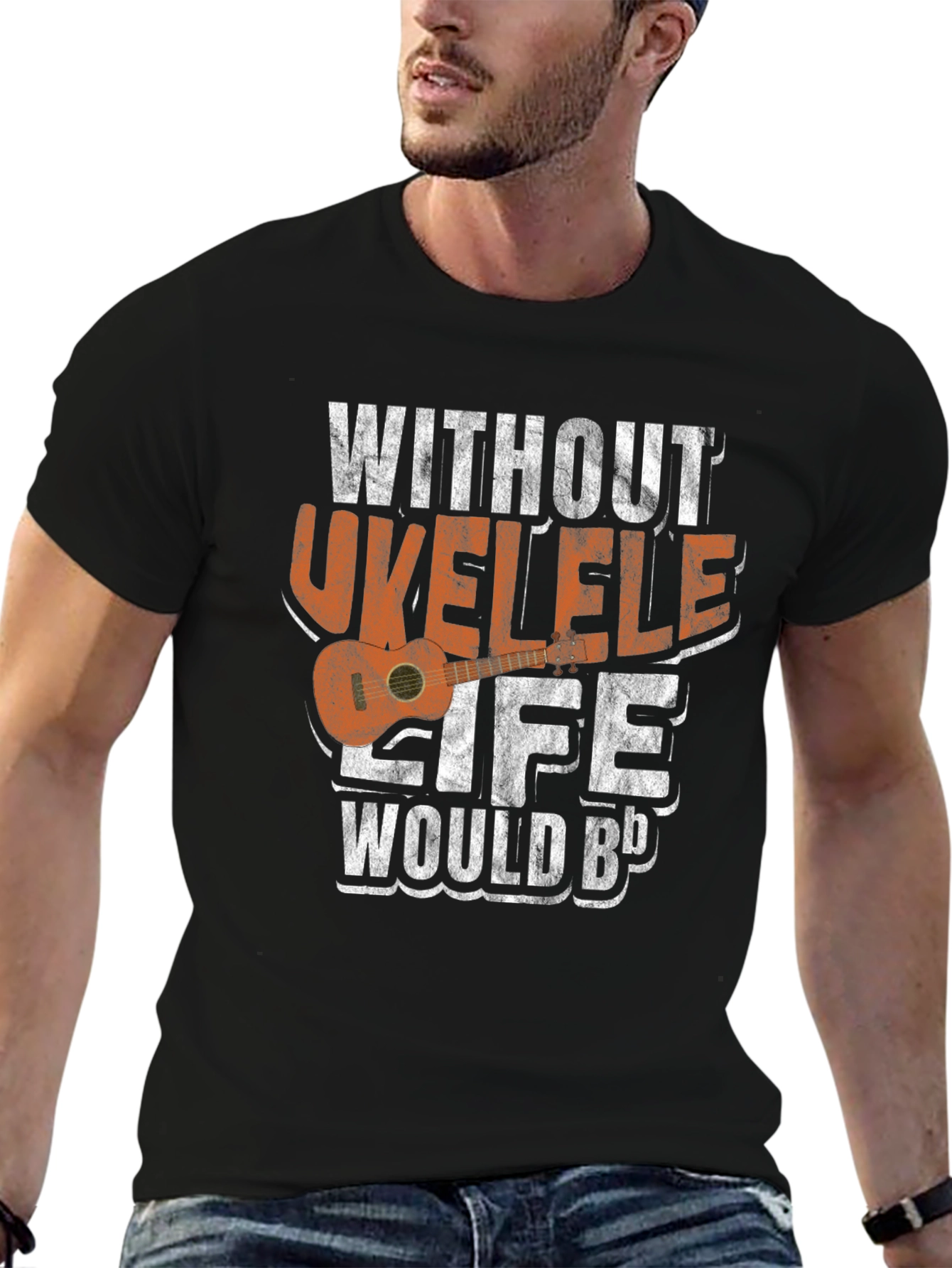 Ukulele Life Mens Black Graphic T-Shirt