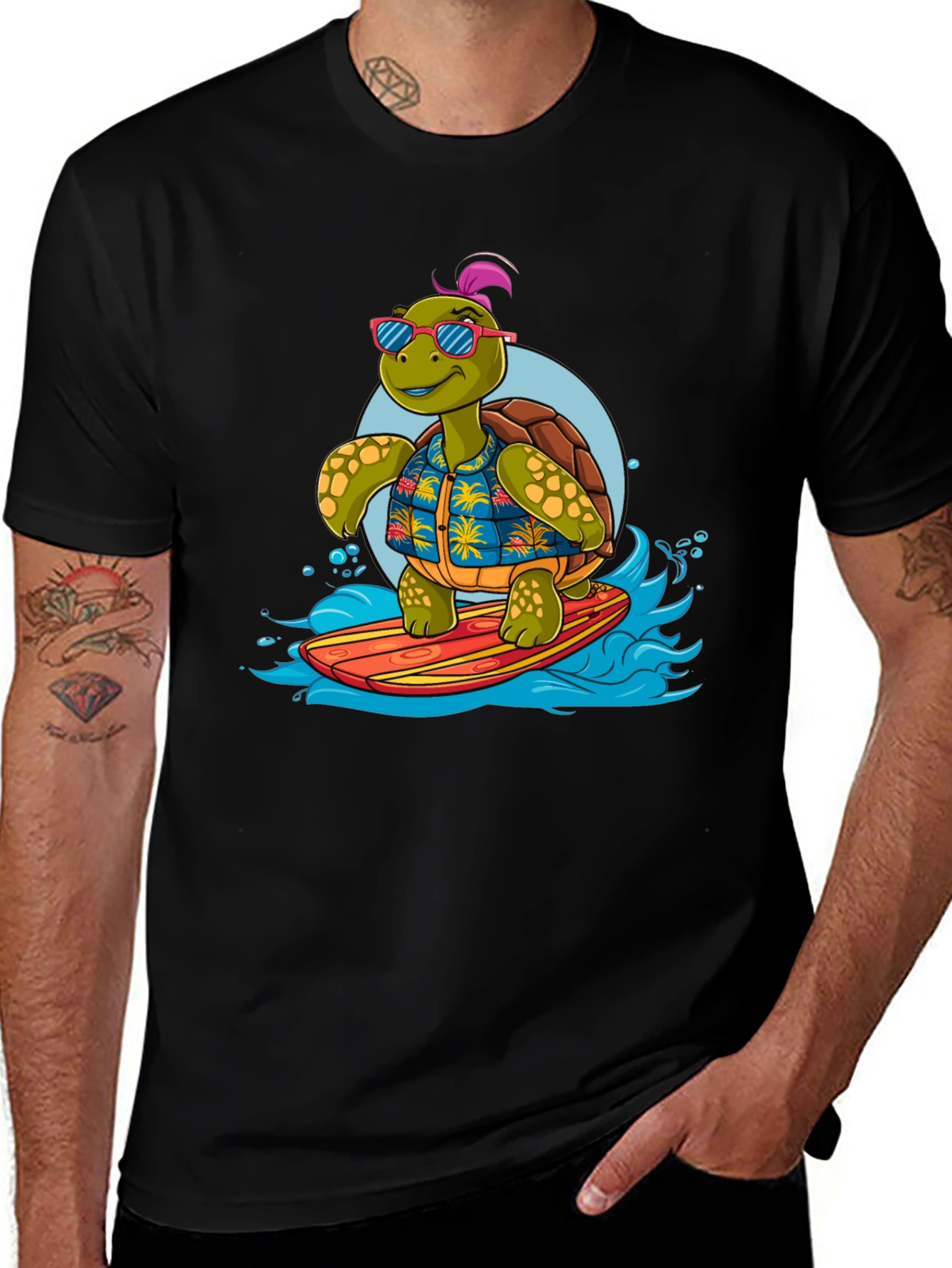 Surfing Turtle Graphic T-Shirt