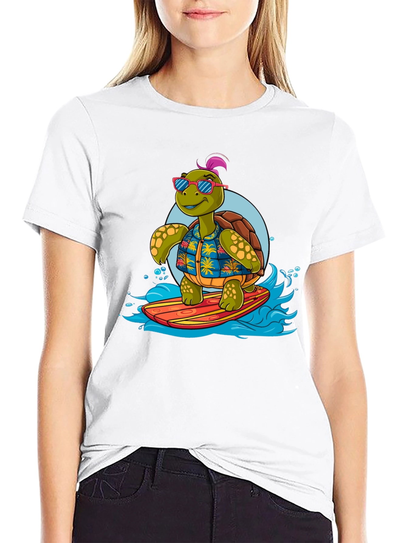 Surfing Turtle Graphic T-Shirt