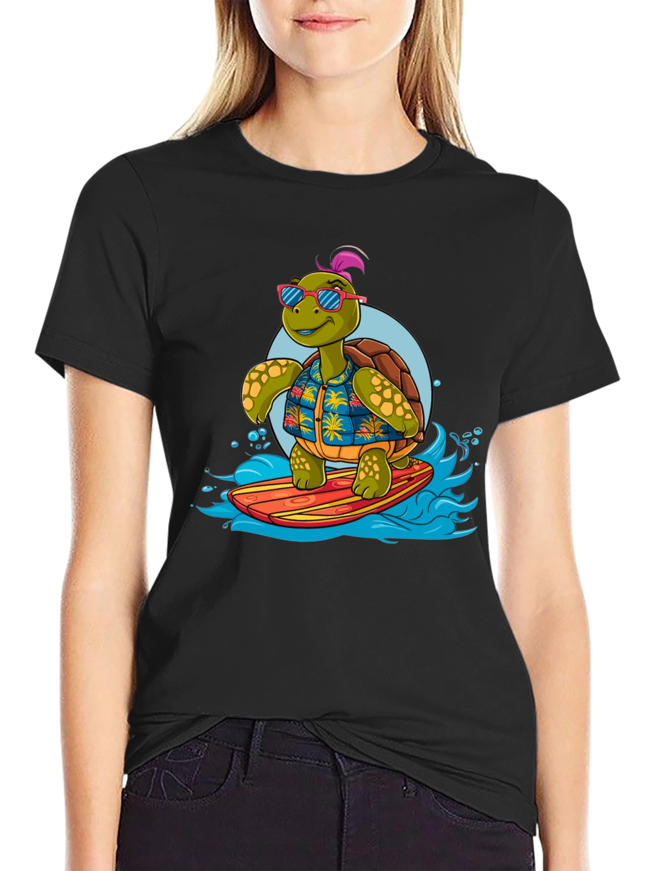 Surfing Turtle Graphic T-Shirt