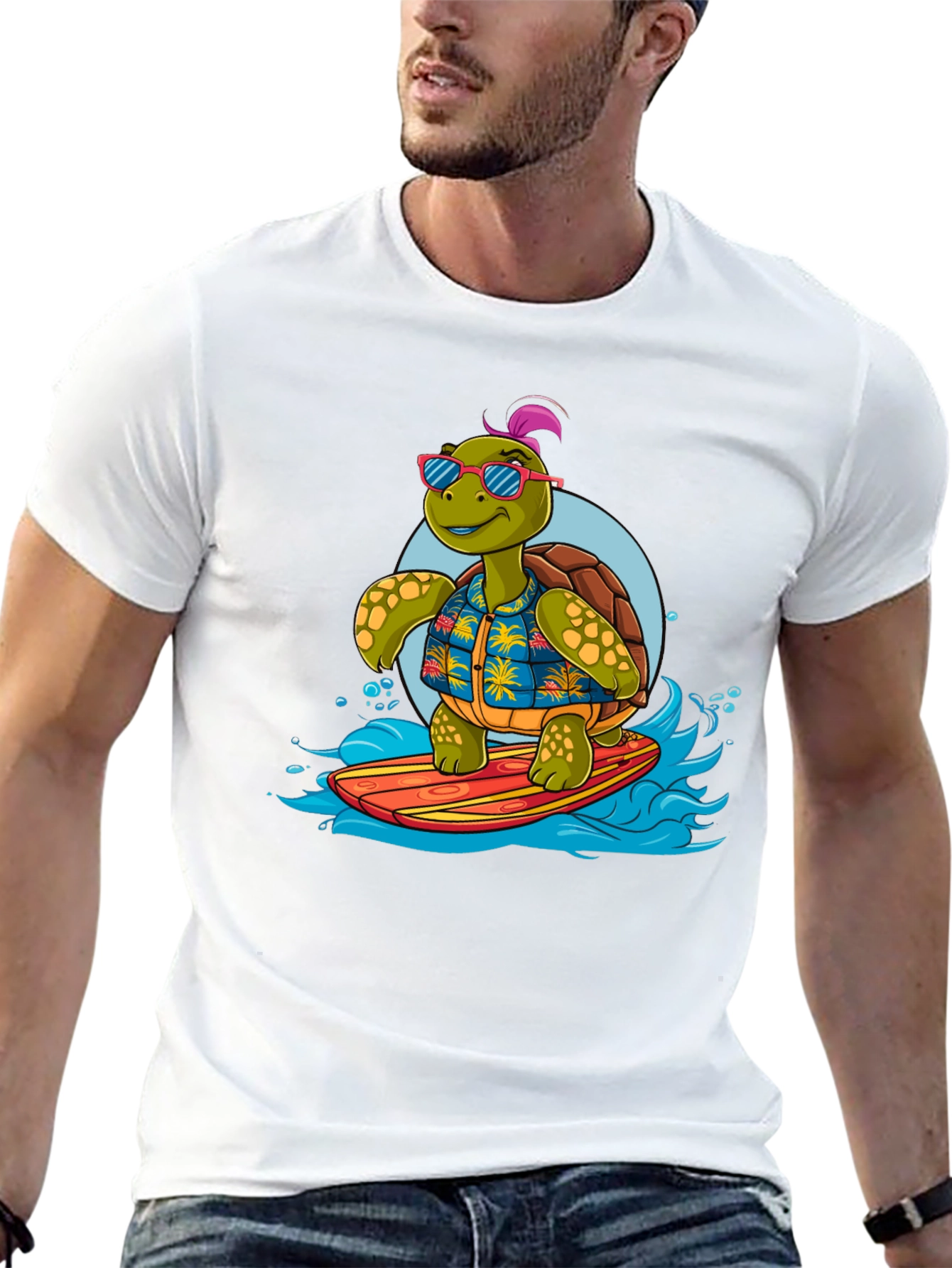 Surfing Turtle Graphic T-Shirt