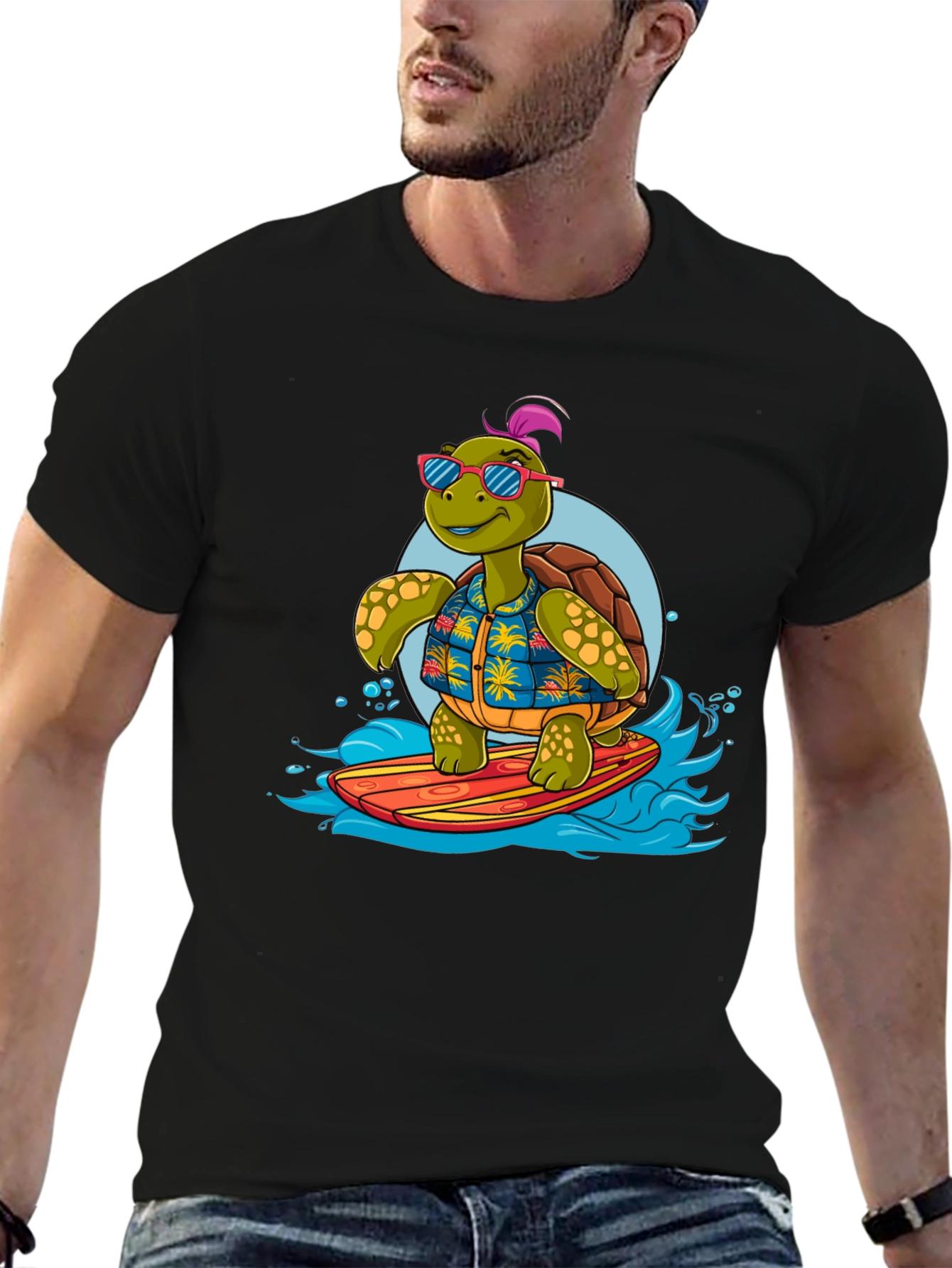 Surfing Turtle Graphic T-Shirt