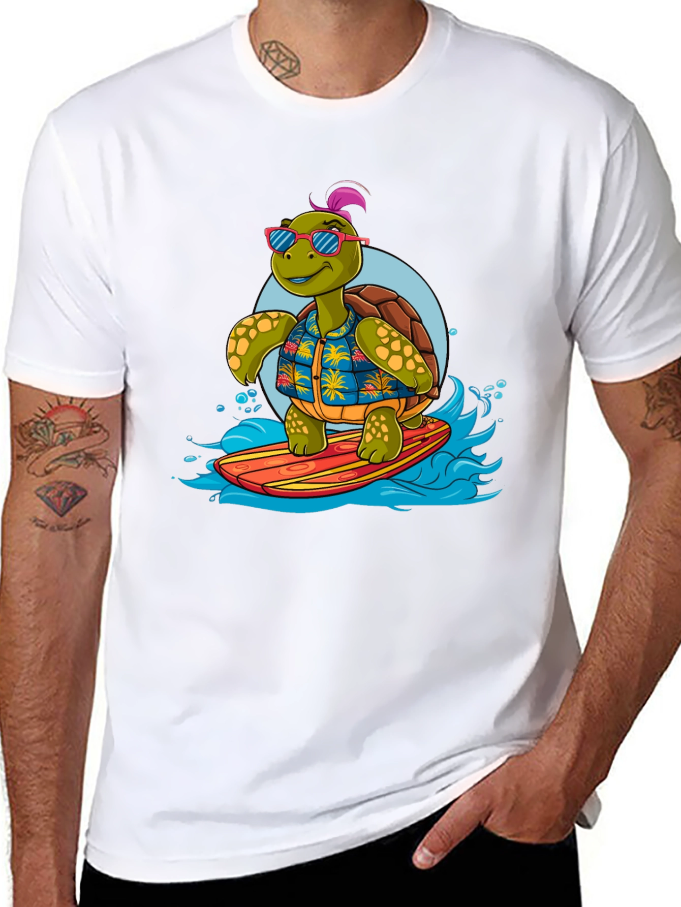 Surfing Turtle Graphic T-Shirt