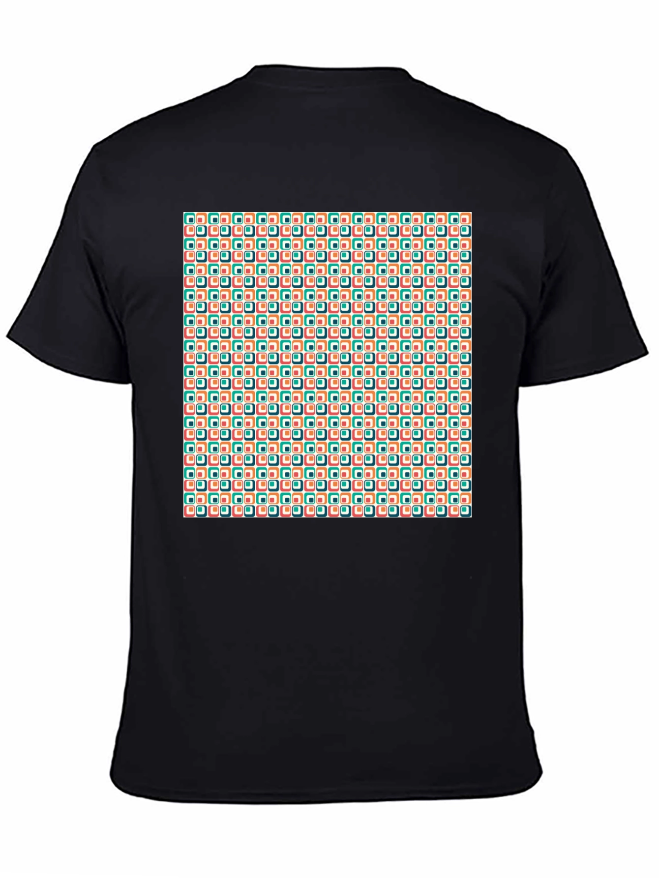 Retro Geometric Pattern Black T-Shirt