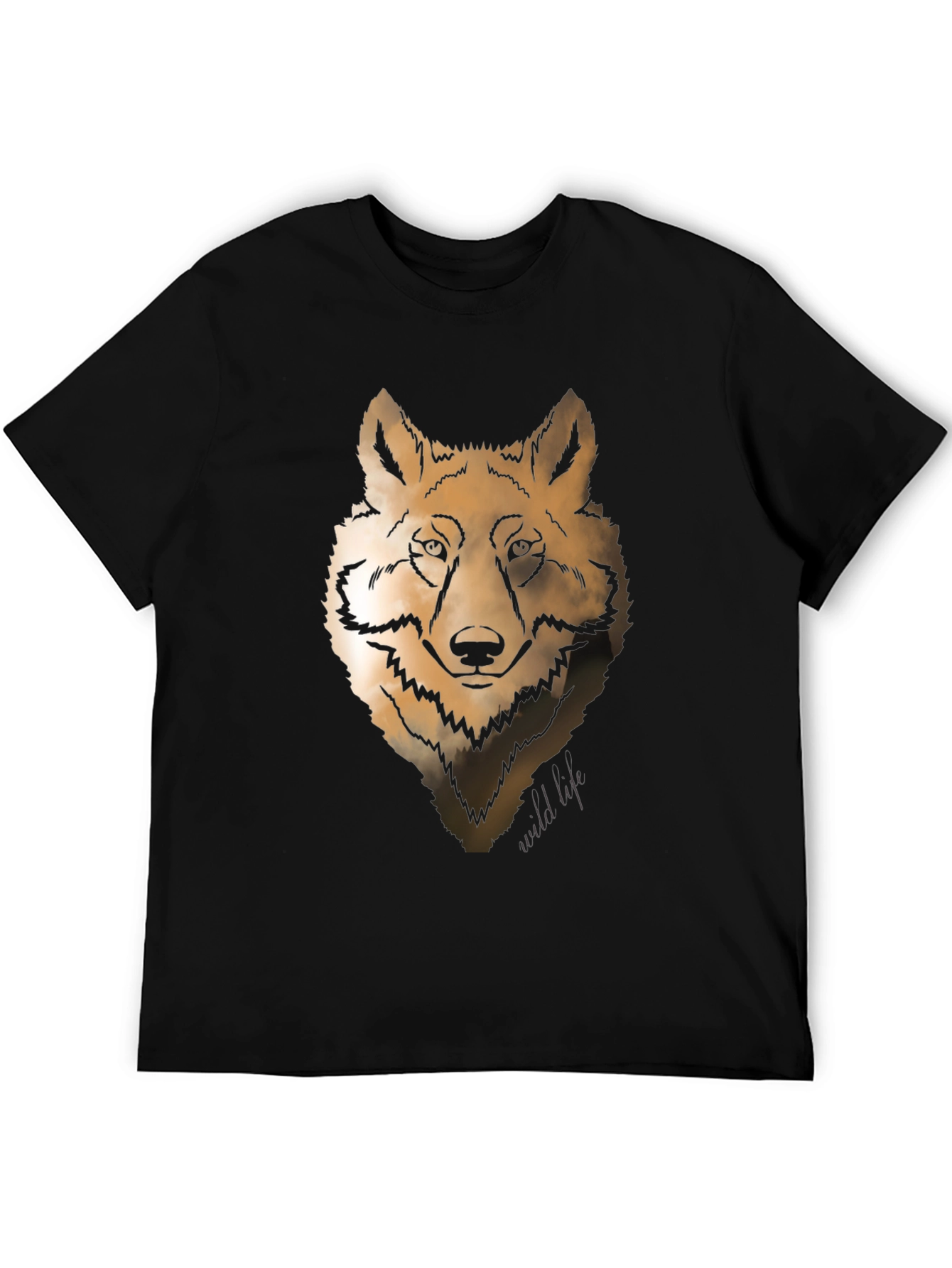 Wolf Graphic Print Crew Neck T-shirt