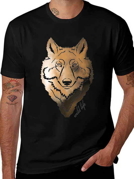 Wolf Graphic Print Crew Neck T-shirt