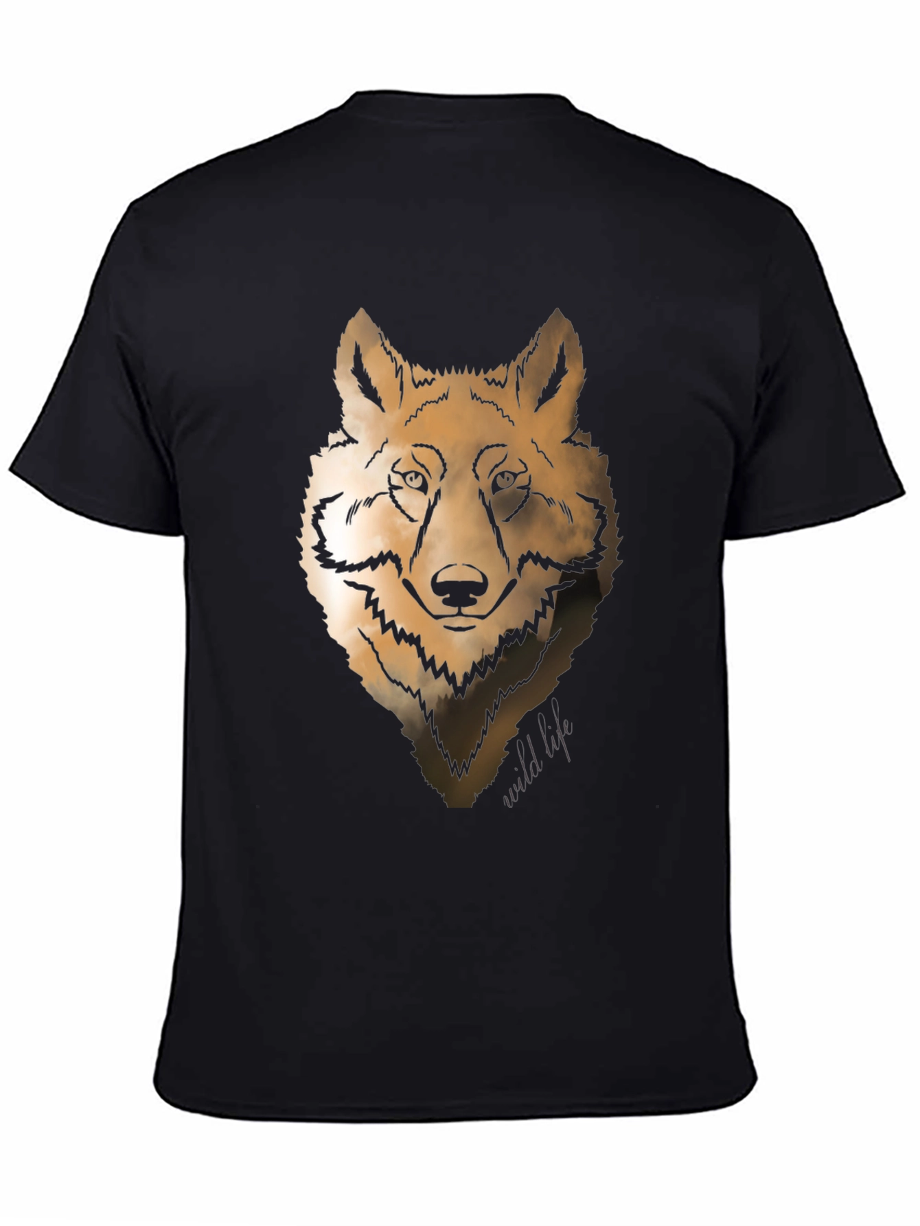 Wolf Graphic Print Crew Neck T-shirt