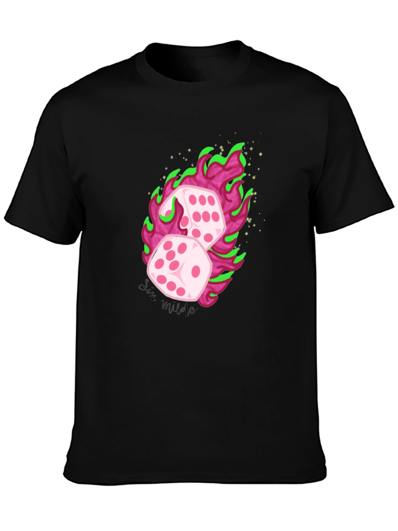 Flaming Dice Graphic Tee - Luck Be a Lady!