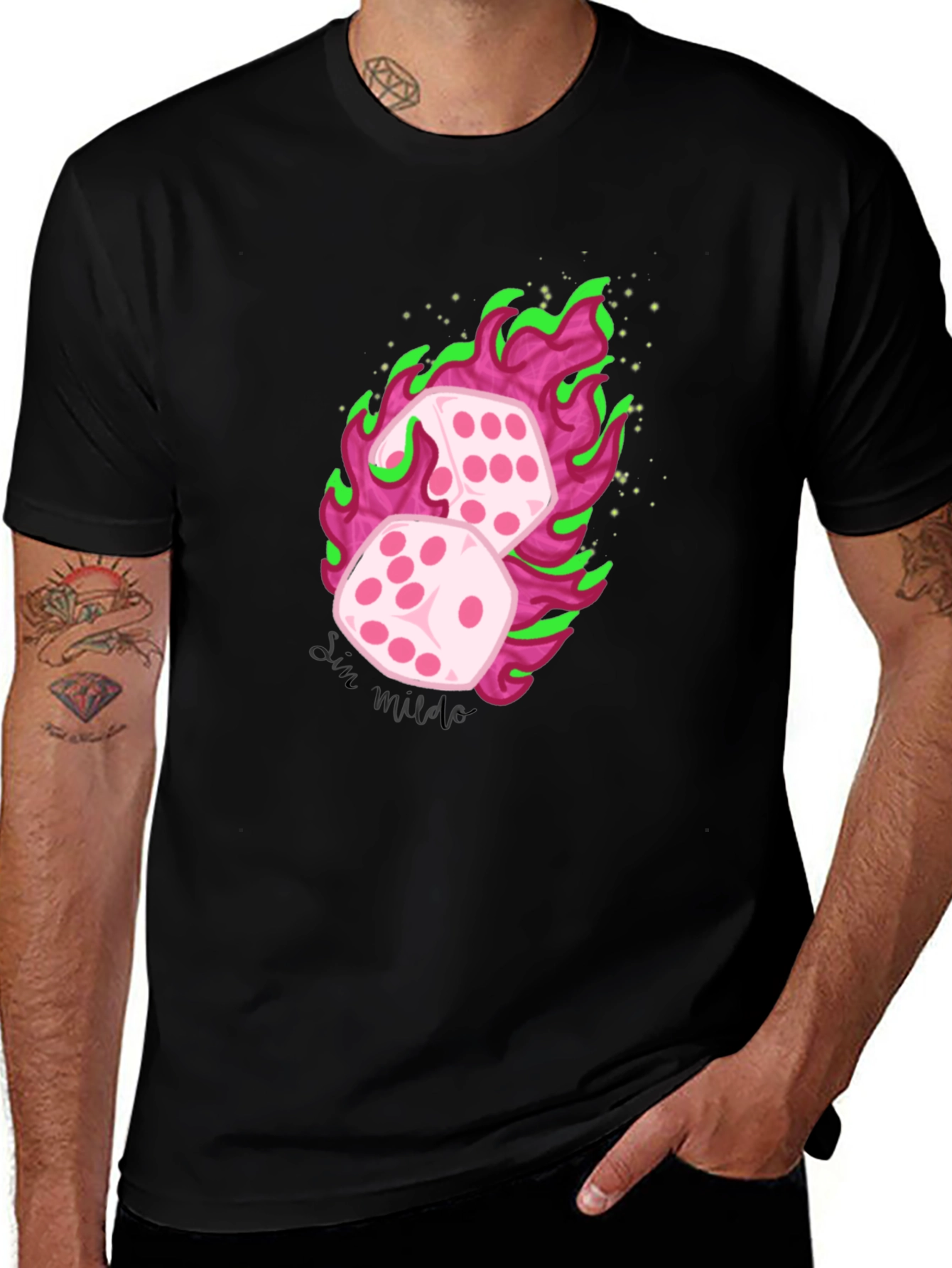 Flaming Dice Graphic Tee - Luck Be a Lady!