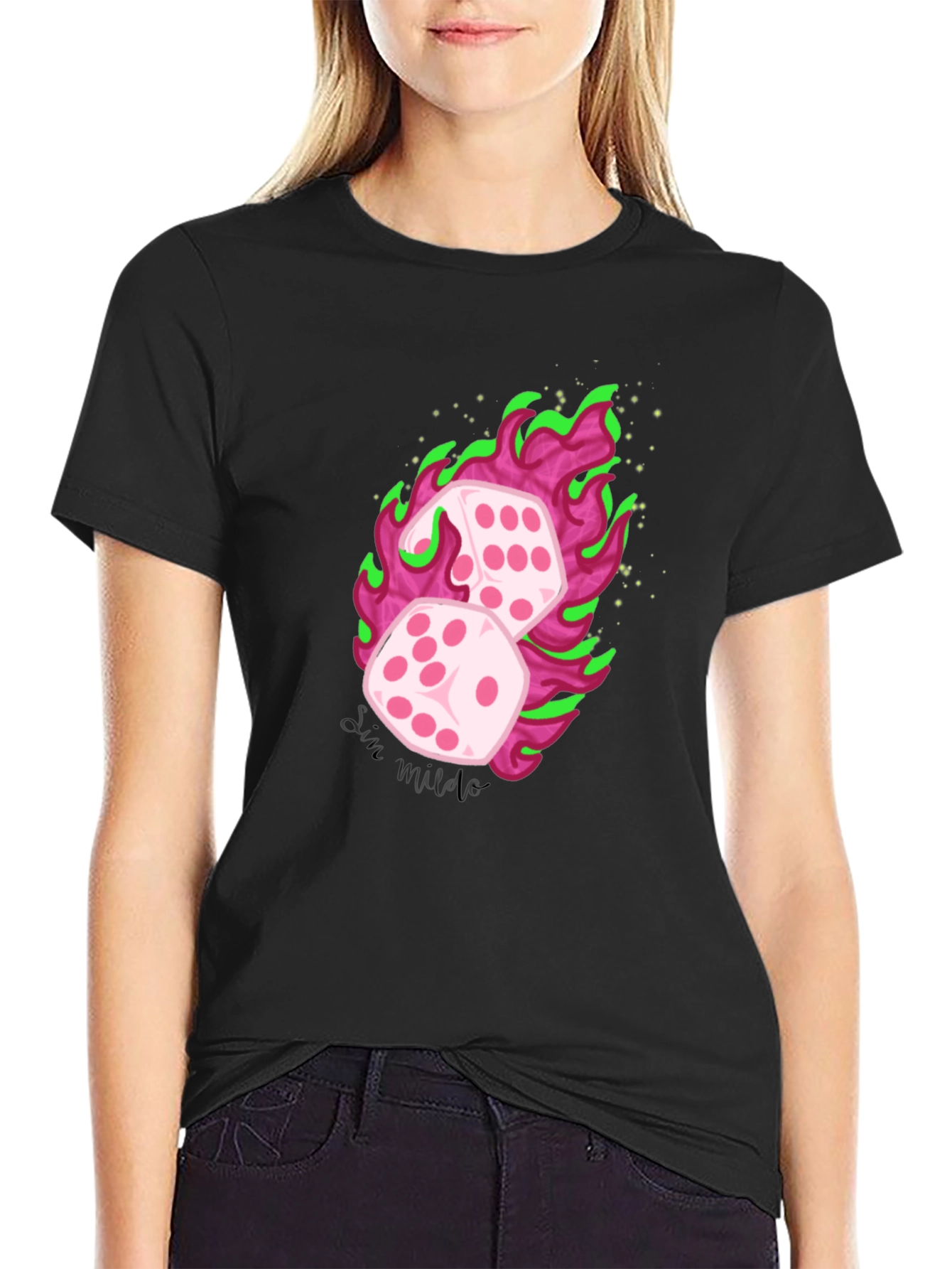 Flaming Dice Graphic Tee - Luck Be a Lady!