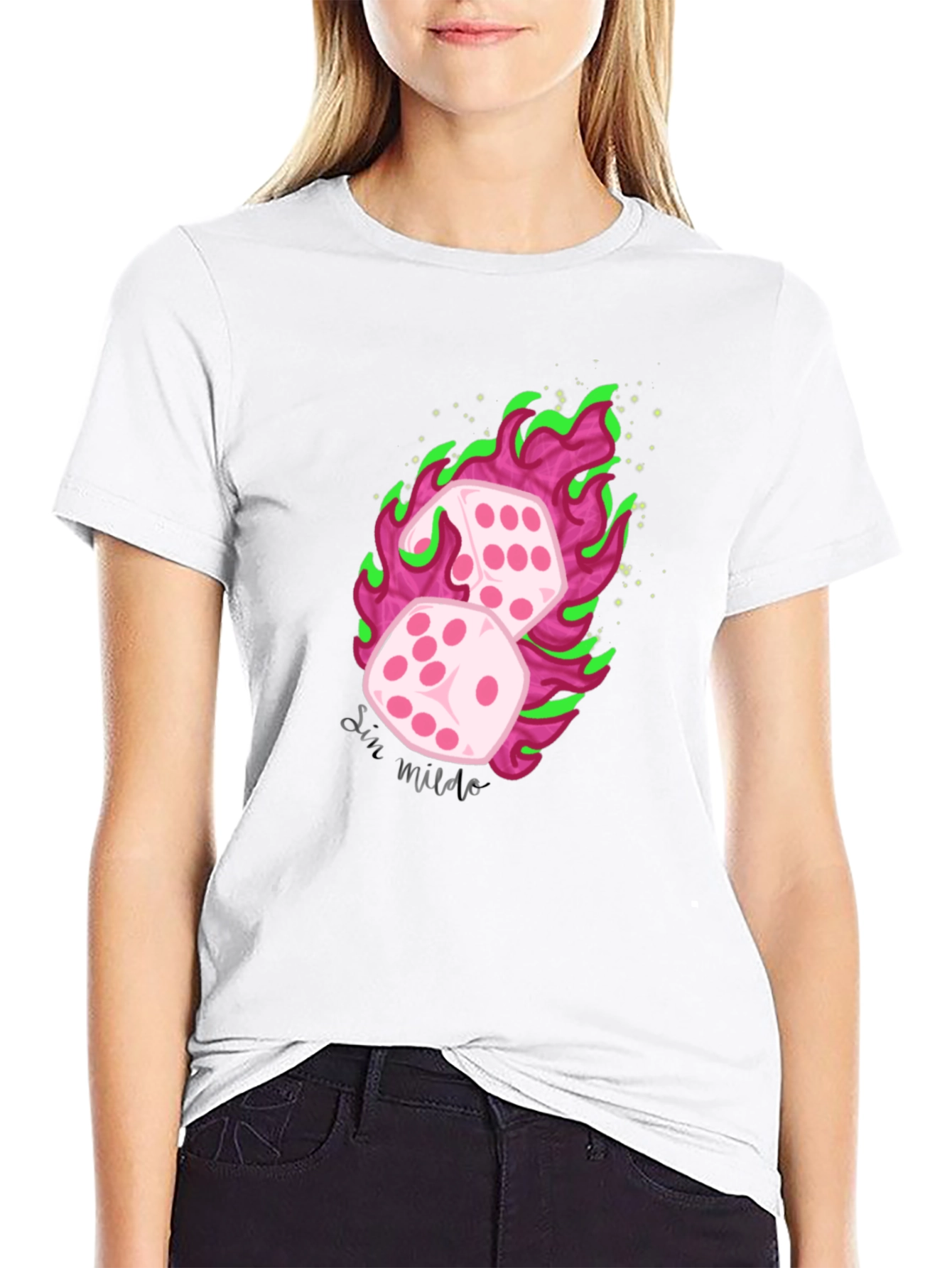 Flaming Dice Graphic Tee - Luck Be a Lady!