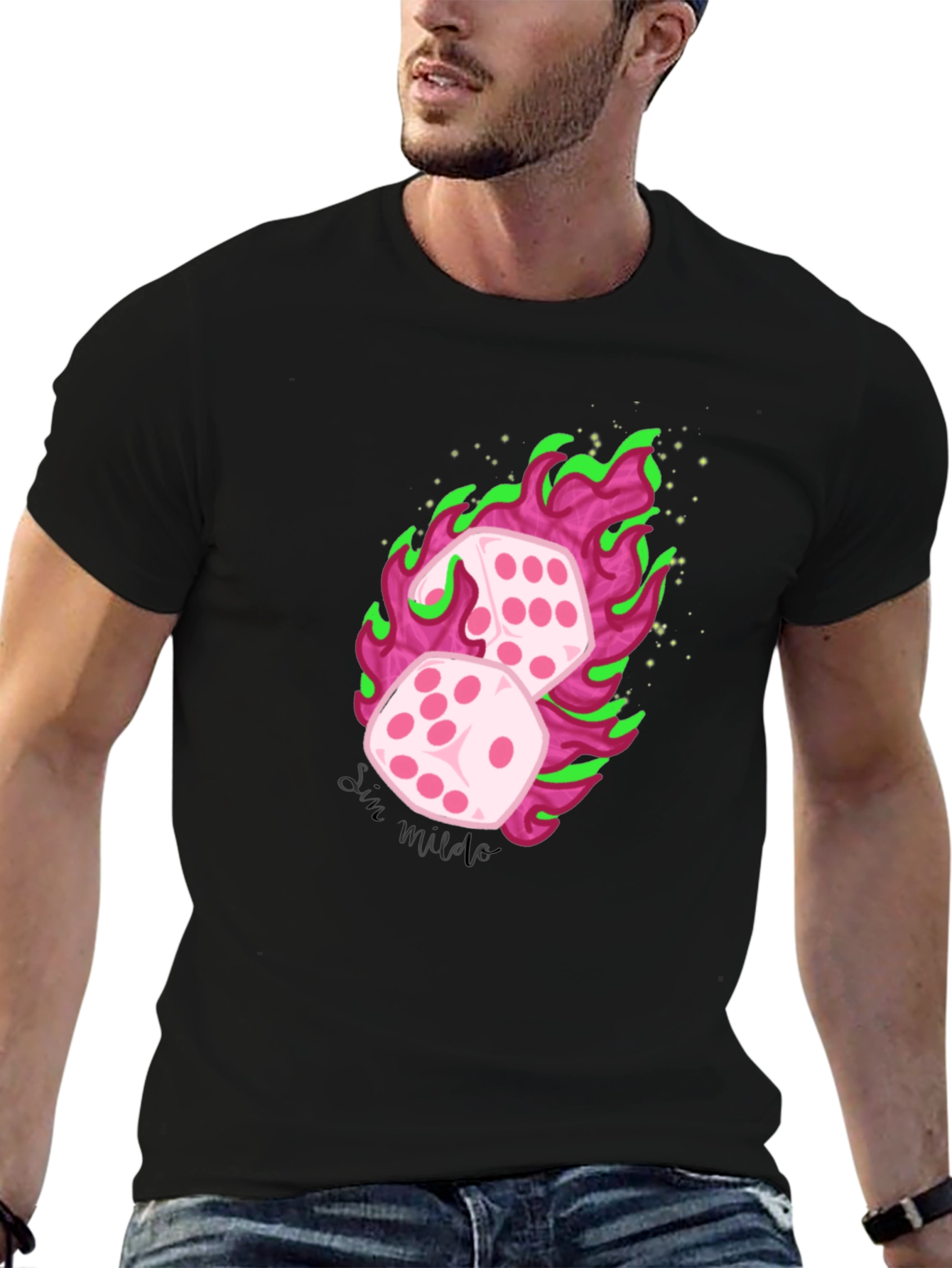 Flaming Dice Graphic Tee - Luck Be a Lady!