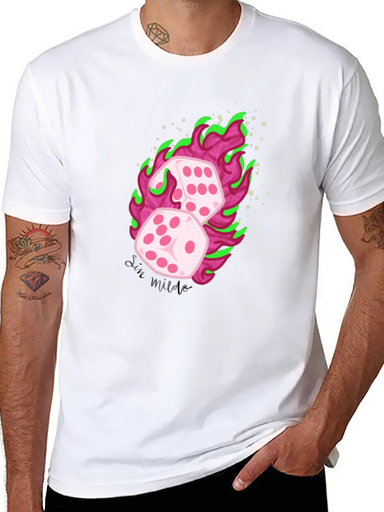 Flaming Dice Graphic Tee - Luck Be a Lady!