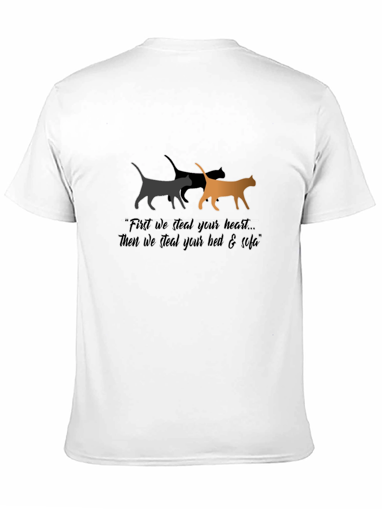 Steal Your Heart Cat Graphic Black T-Shirt