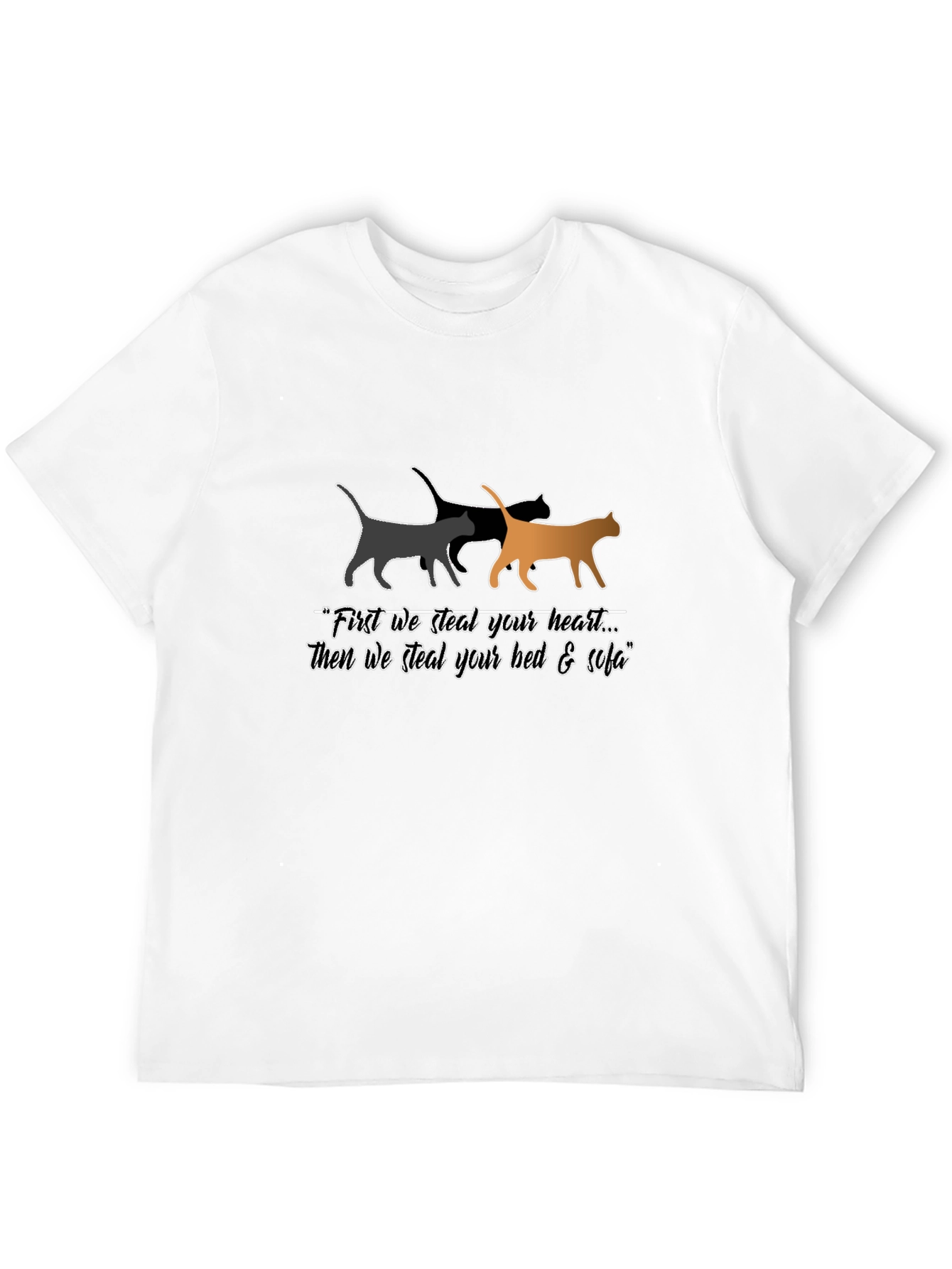 Steal Your Heart Cat Graphic Black T-Shirt
