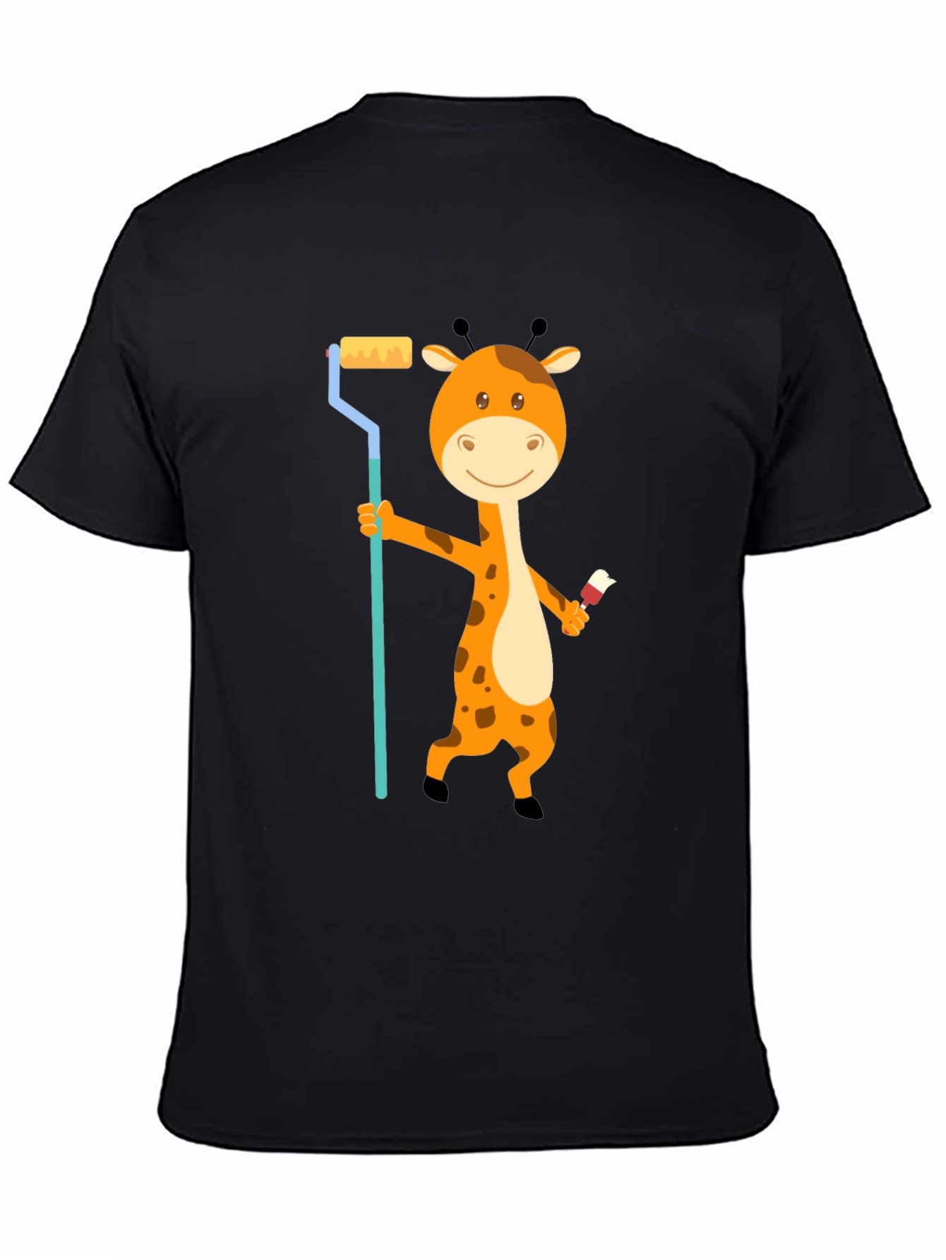 Giraffe Painter T-Shirt - Cute Cartoon Animal Design