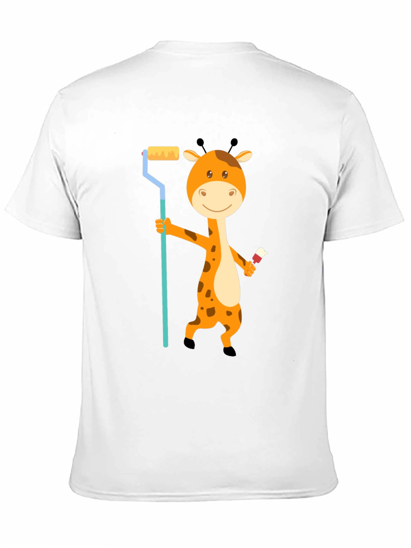 Giraffe Painter T-Shirt - Cute Cartoon Animal Design