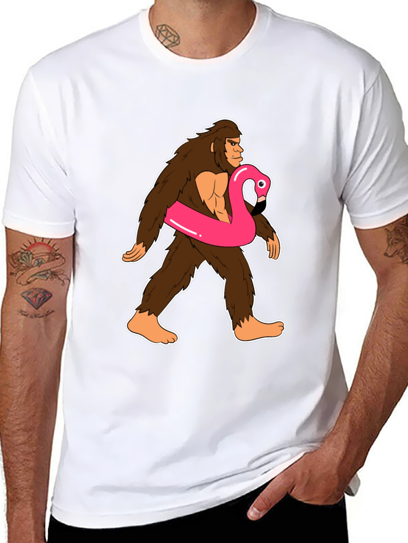 Sasquatch Flamingo T-Shirt: Funny Bigfoot Summer Style
