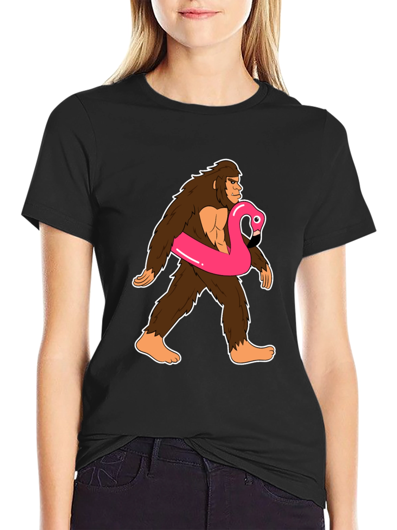 Sasquatch Flamingo T-Shirt: Funny Bigfoot Summer Style