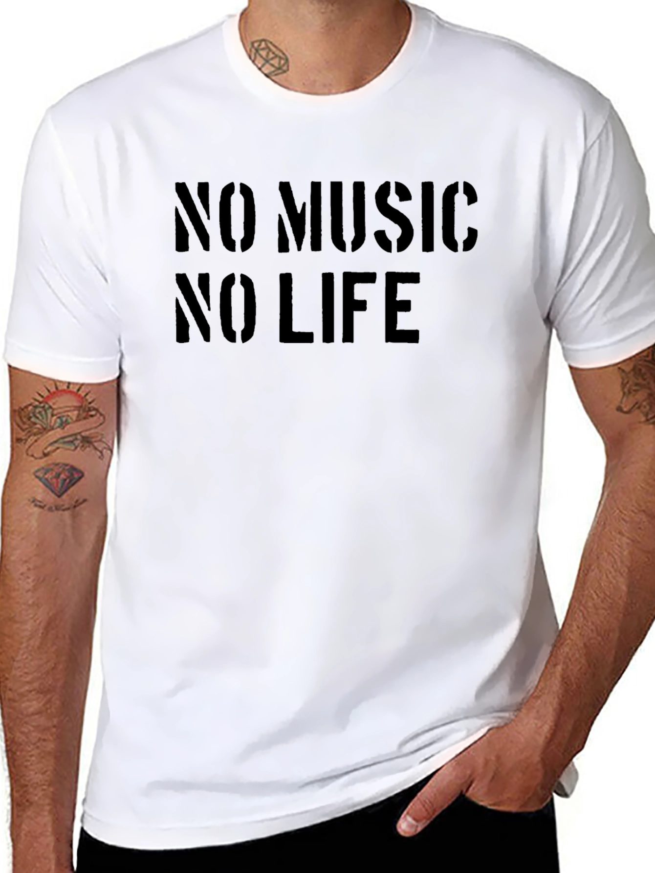 No Music No Life Black T-Shirt - Graphic Tee