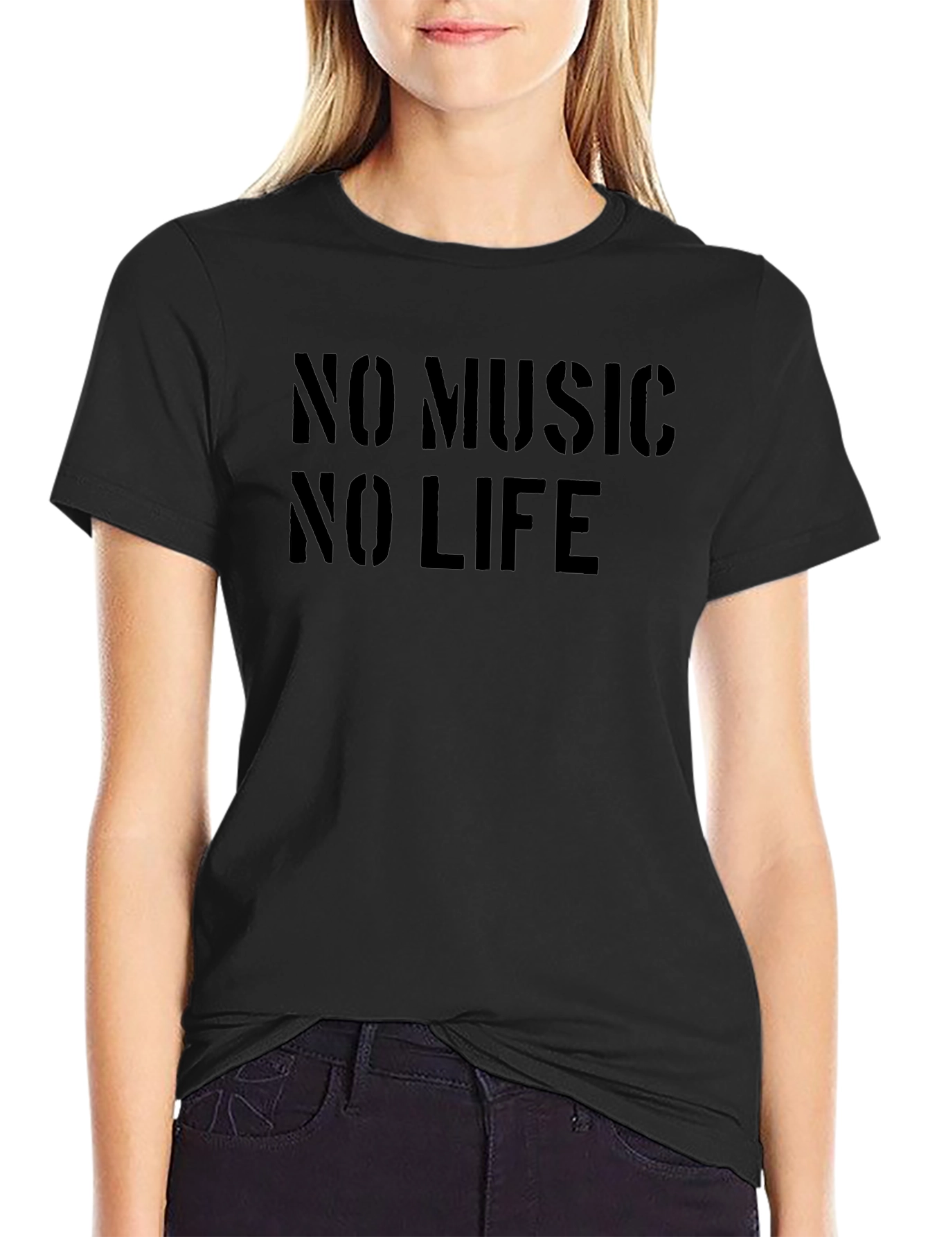 No Music No Life Black T-Shirt - Graphic Tee