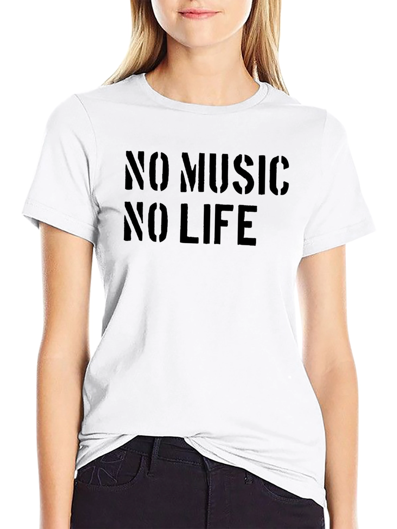 No Music No Life Black T-Shirt - Graphic Tee