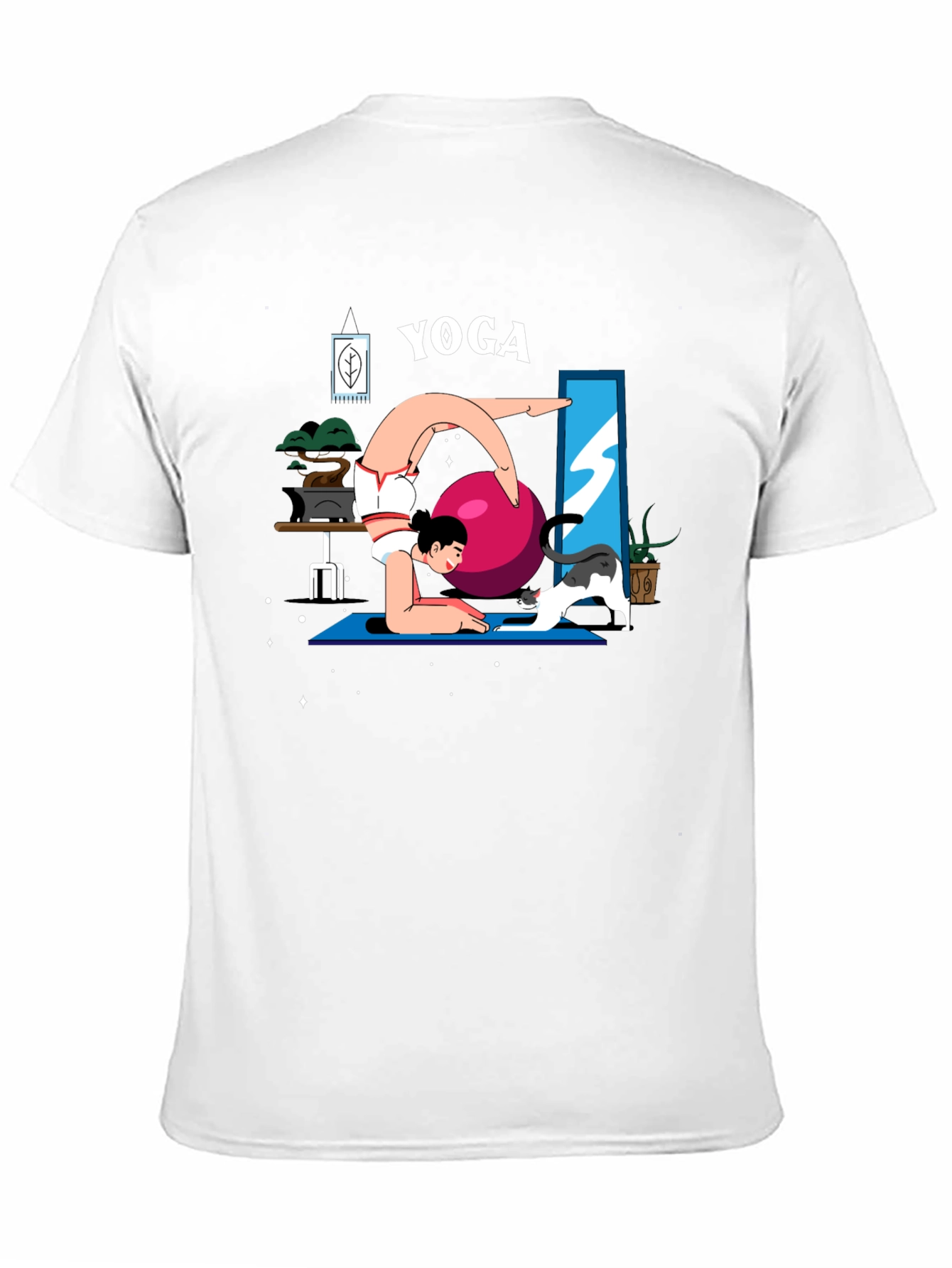 Yoga Cat T-Shirt - Black Cotton Tee