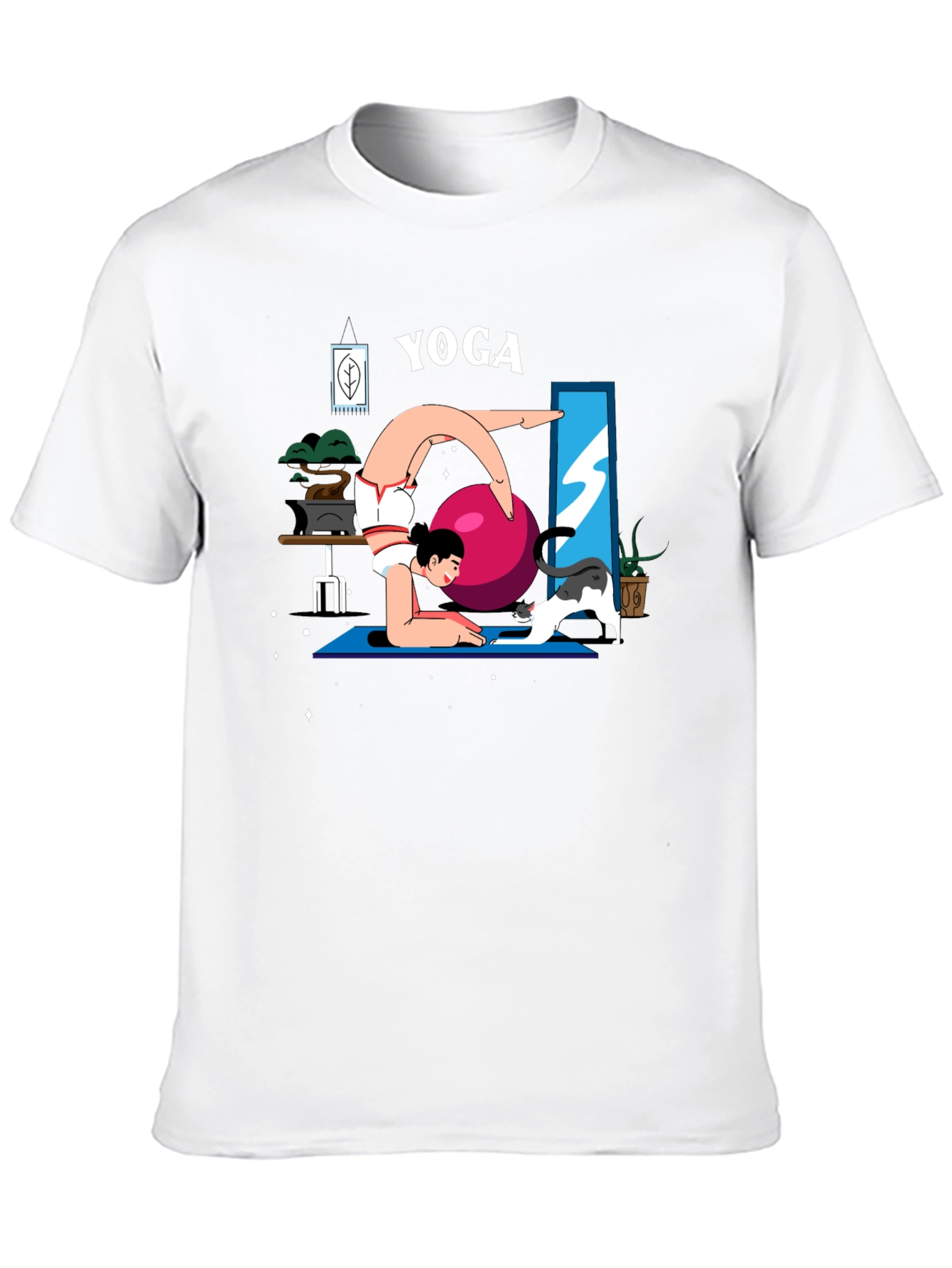 Yoga Cat T-Shirt - Black Cotton Tee