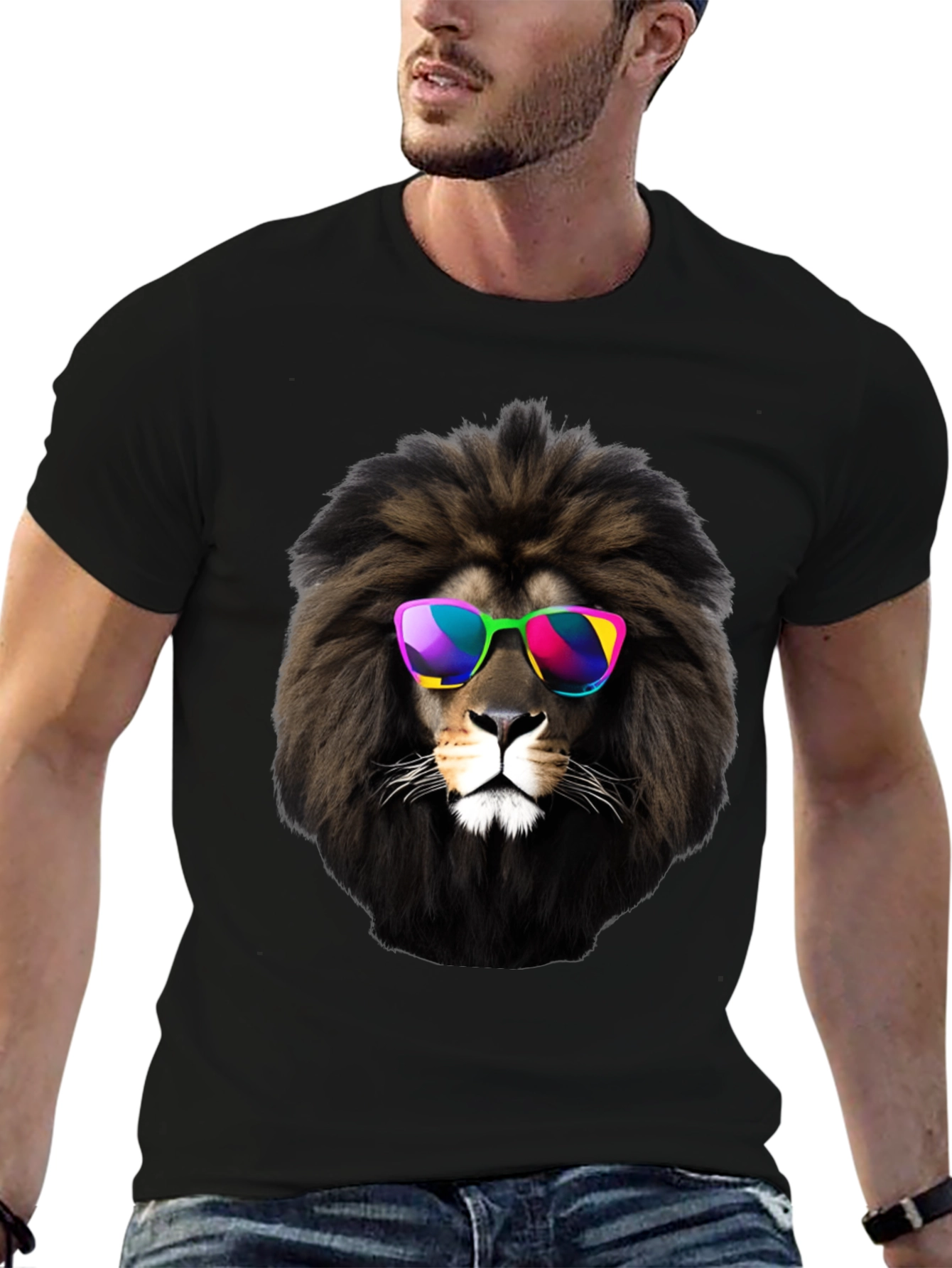Cool Lion Graphic Tee - Mens Black T-Shirt