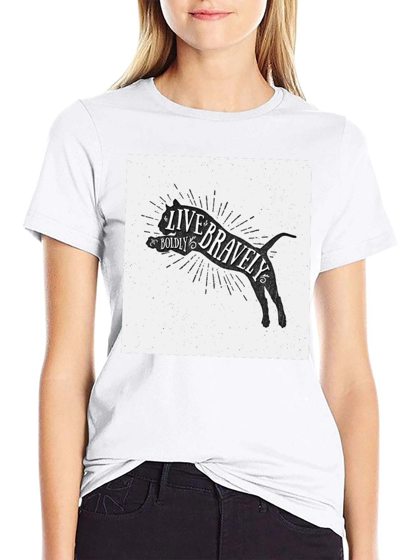 Live Bravely Boldly T-Shirt - Black Crew Neck