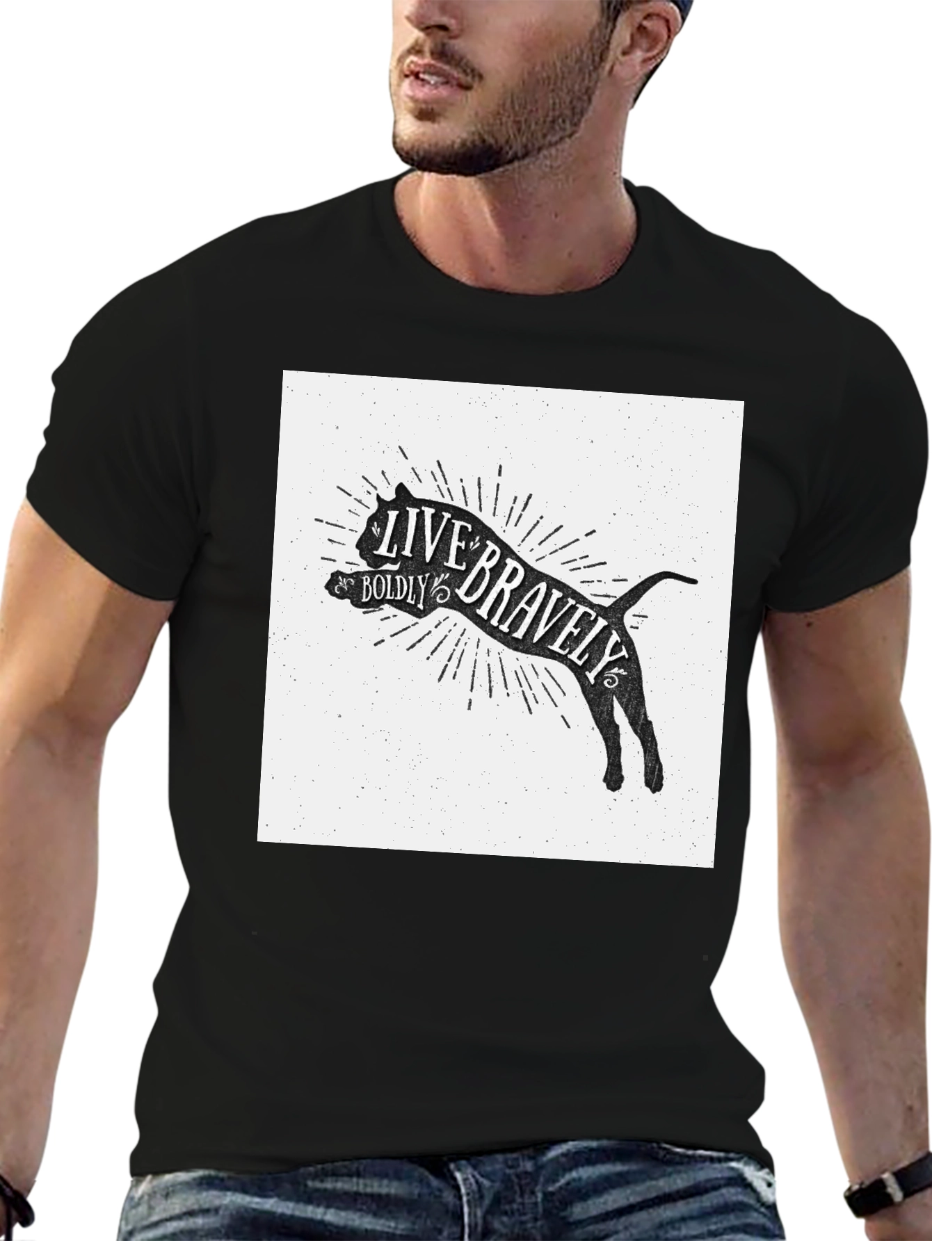Live Bravely Boldly T-Shirt - Black Crew Neck