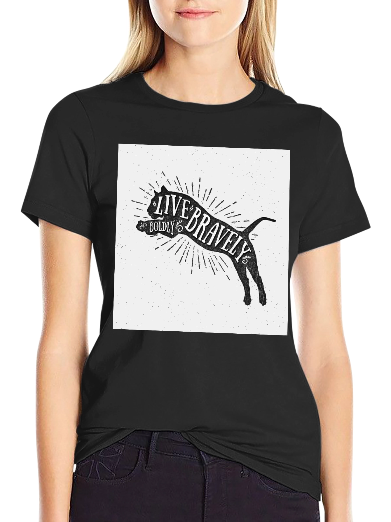 Live Bravely Boldly T-Shirt - Black Crew Neck
