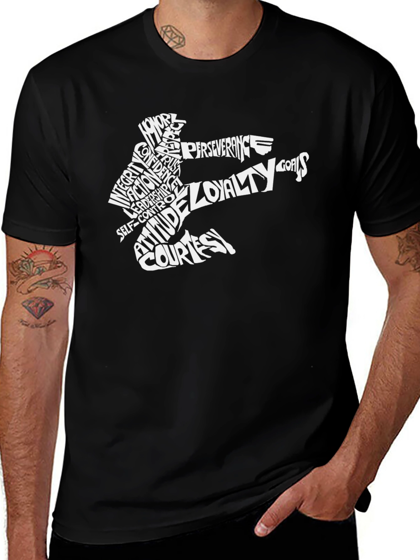 Martial Arts Word Art Black T-Shirt