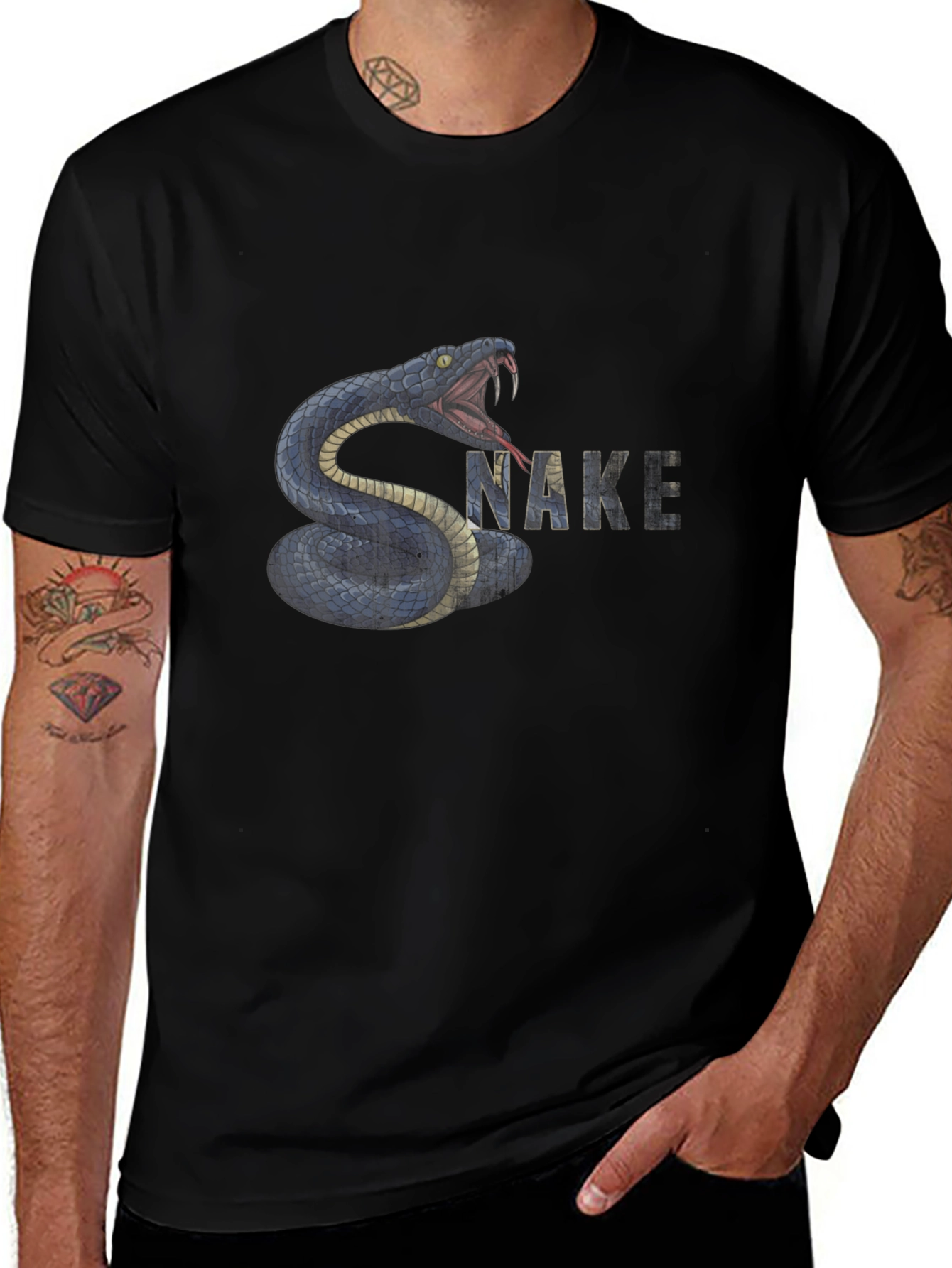 Snake Graphic T-Shirt - Black Cotton Tee