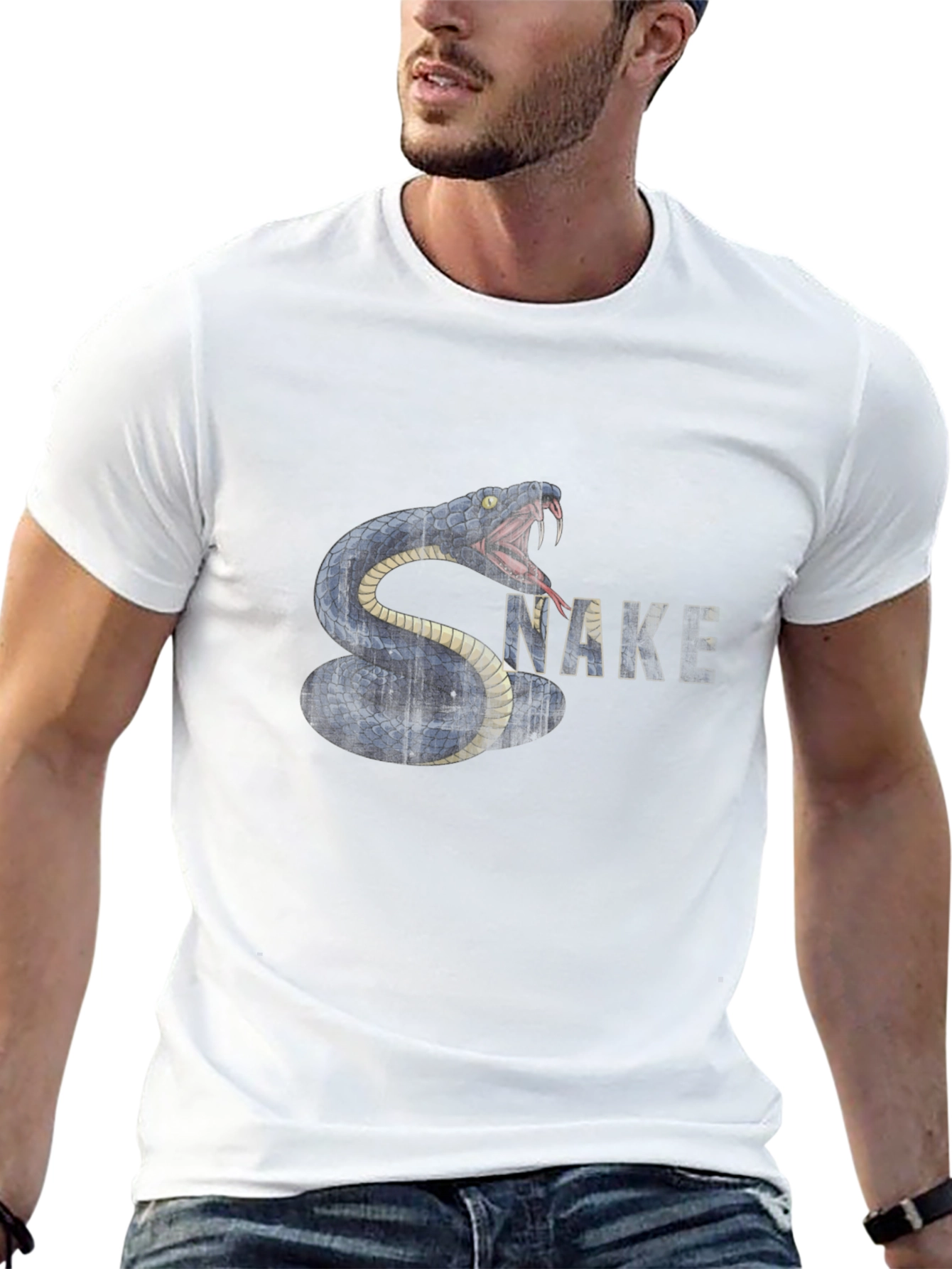 Snake Graphic T-Shirt - Black Cotton Tee