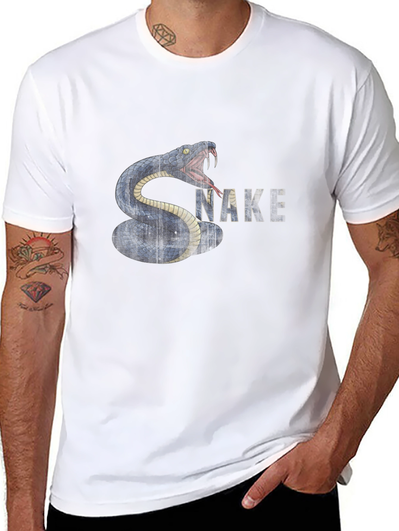 Snake Graphic T-Shirt - Black Cotton Tee