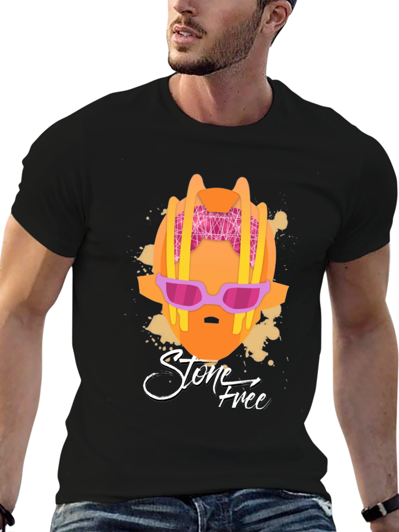 Stone Free Graphic T-Shirt - Black Cotton Tee