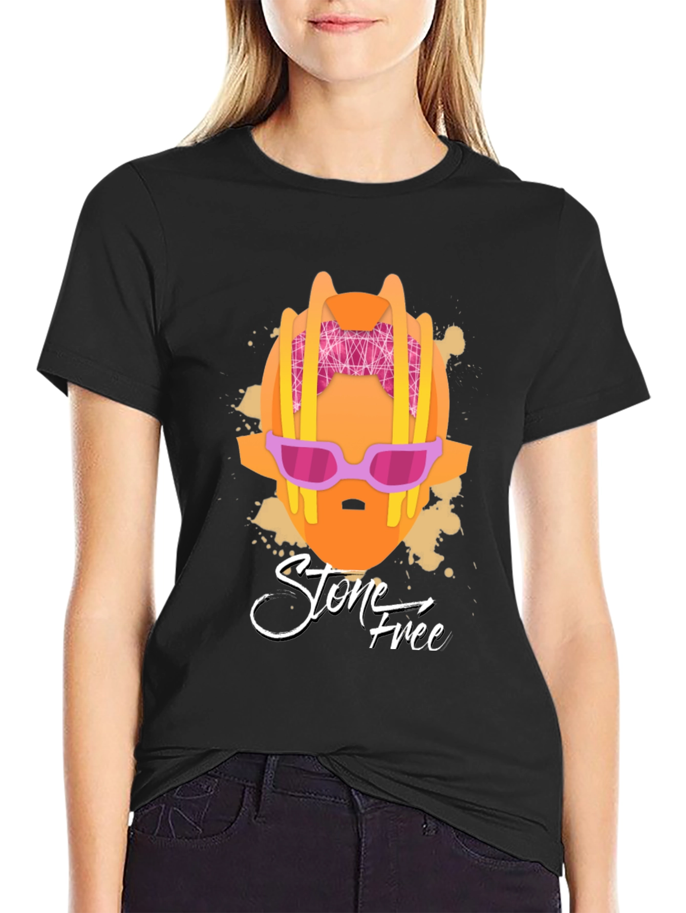 Stone Free Graphic T-Shirt - Black Cotton Tee