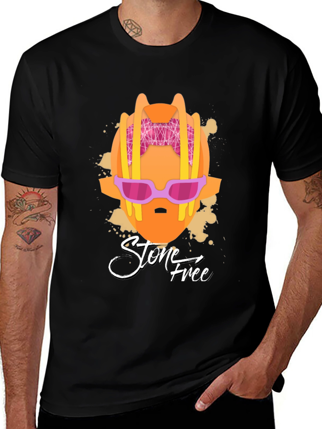 Stone Free Graphic T-Shirt - Black Cotton Tee