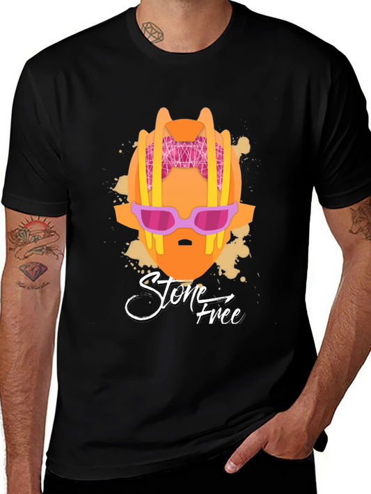 Stone Free Graphic T-Shirt - Black Cotton Tee