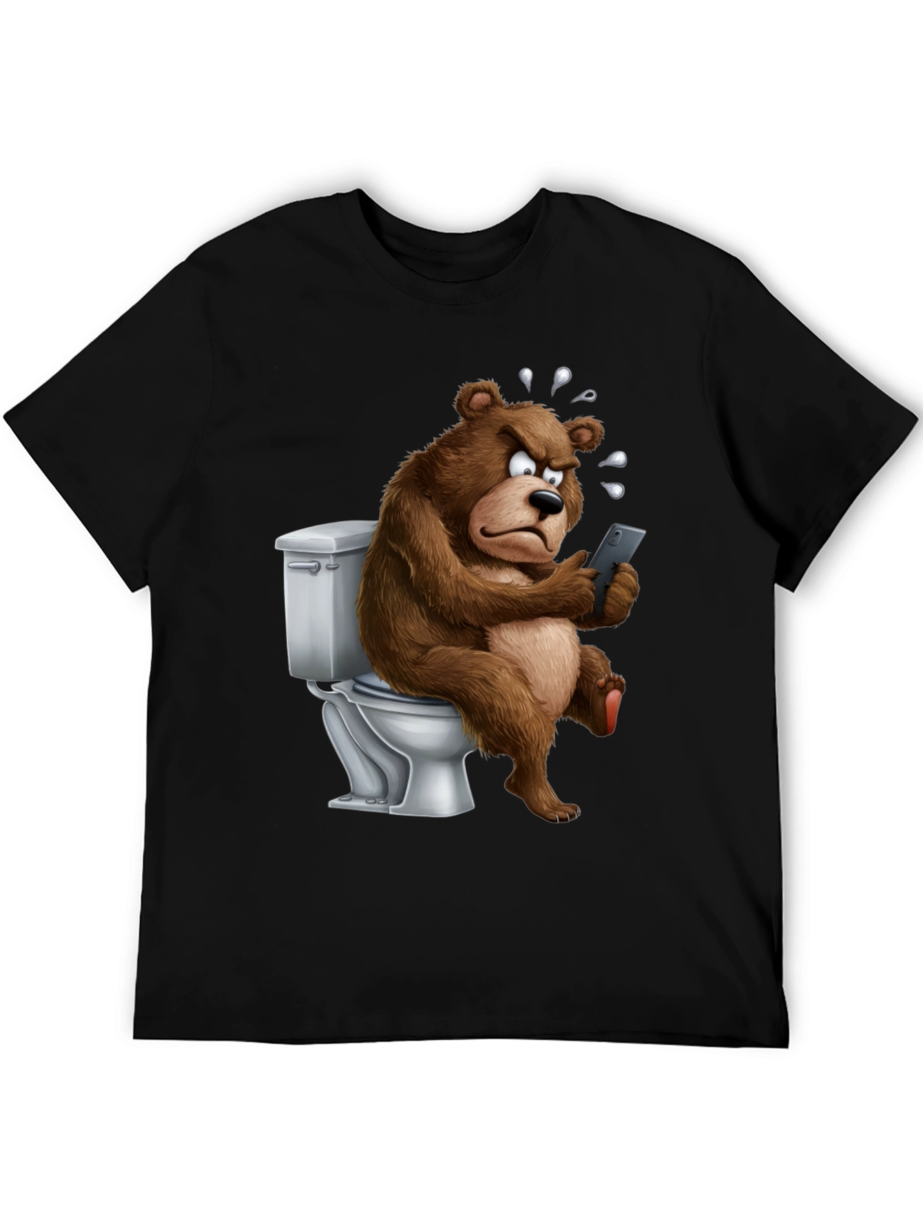 Bear on Toilet Funny Graphic T-Shirt