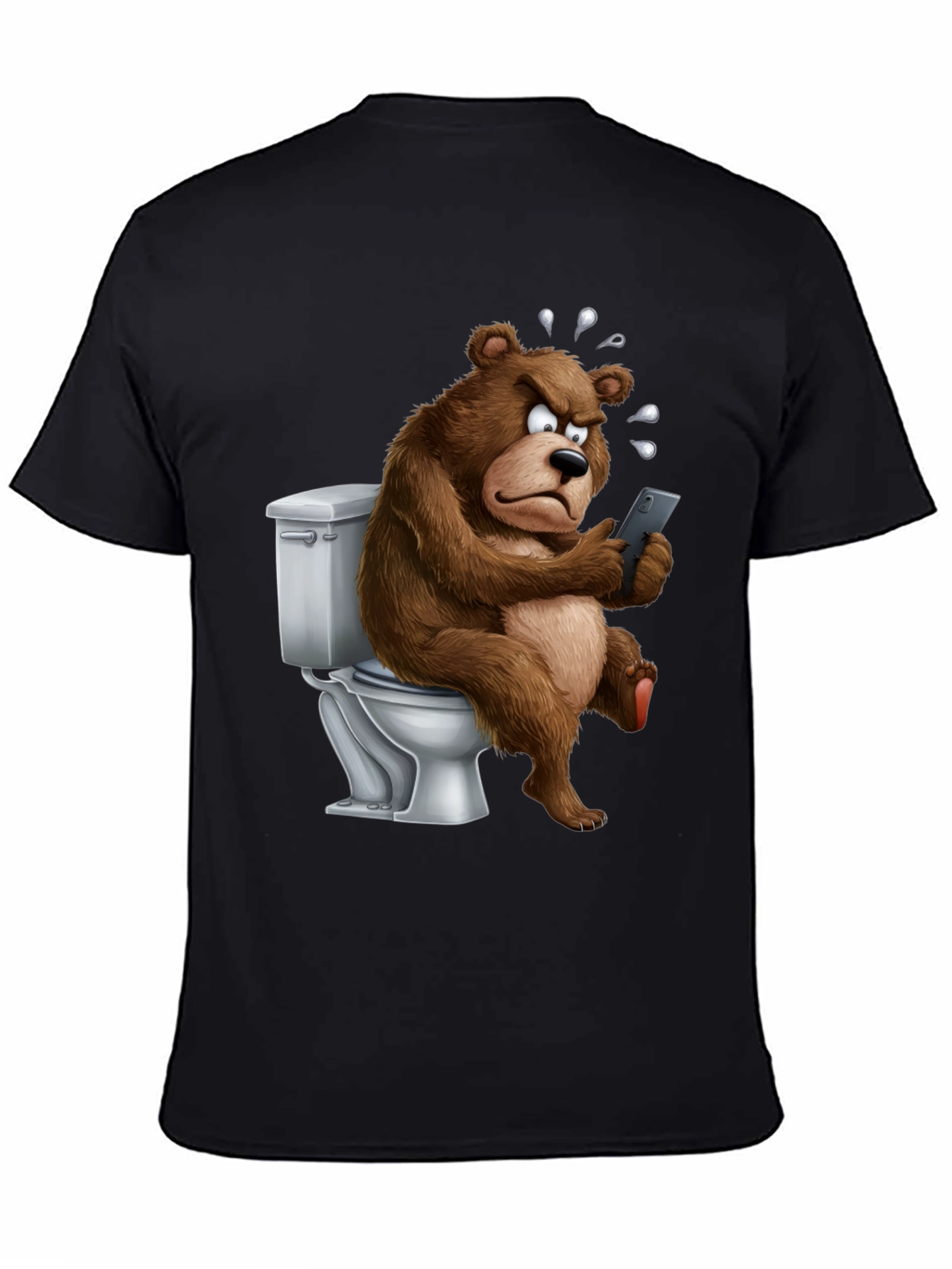 Bear on Toilet Funny Graphic T-Shirt