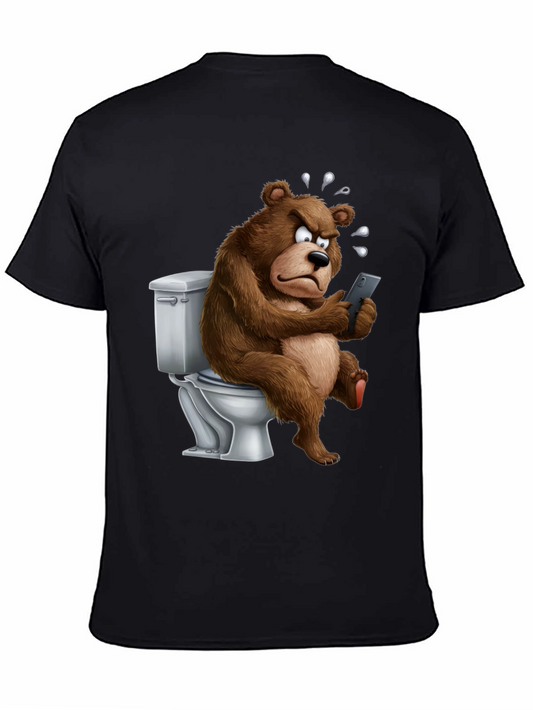 Bear on Toilet Funny Graphic T-Shirt