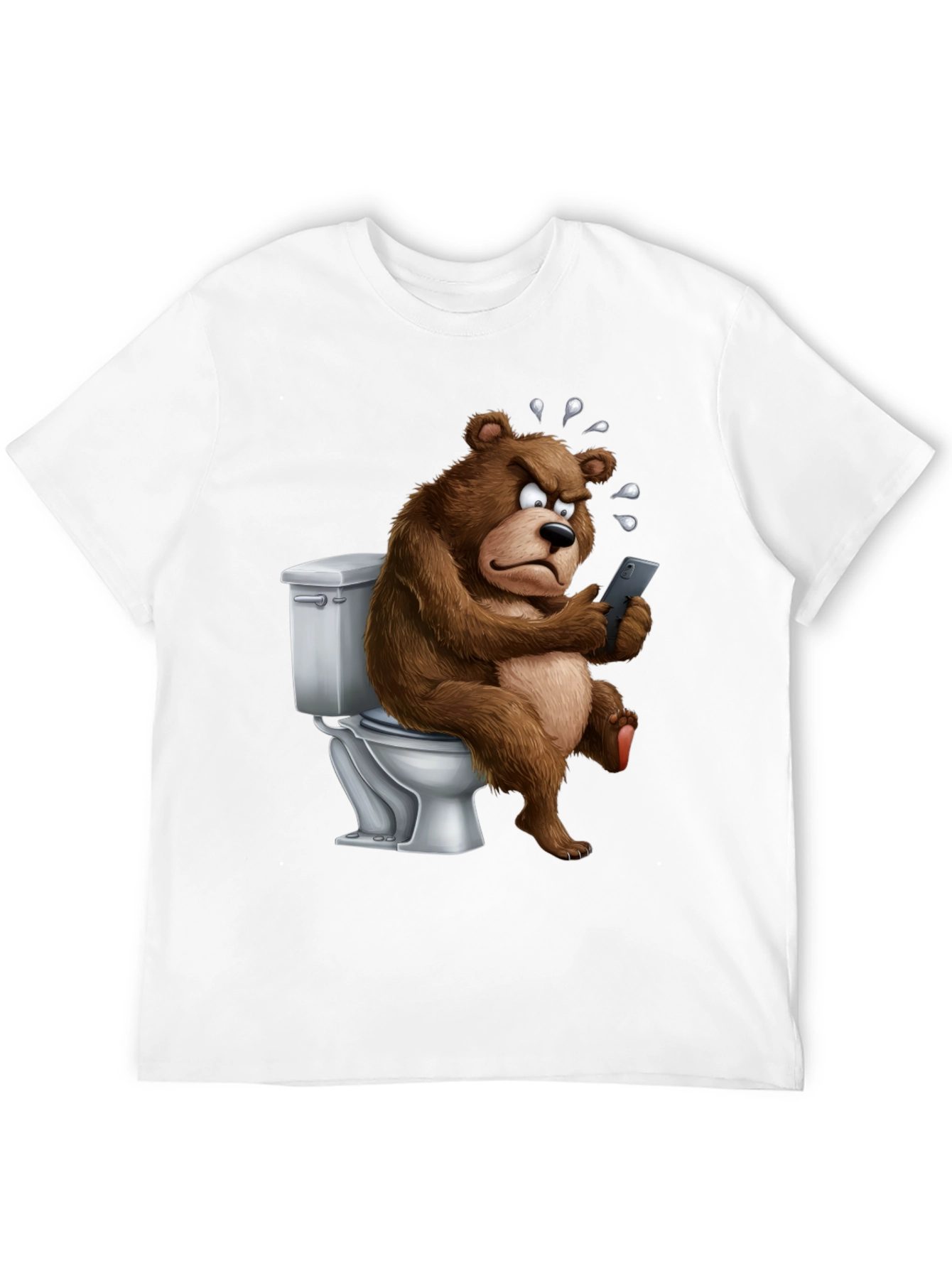 Bear on Toilet Funny Graphic T-Shirt