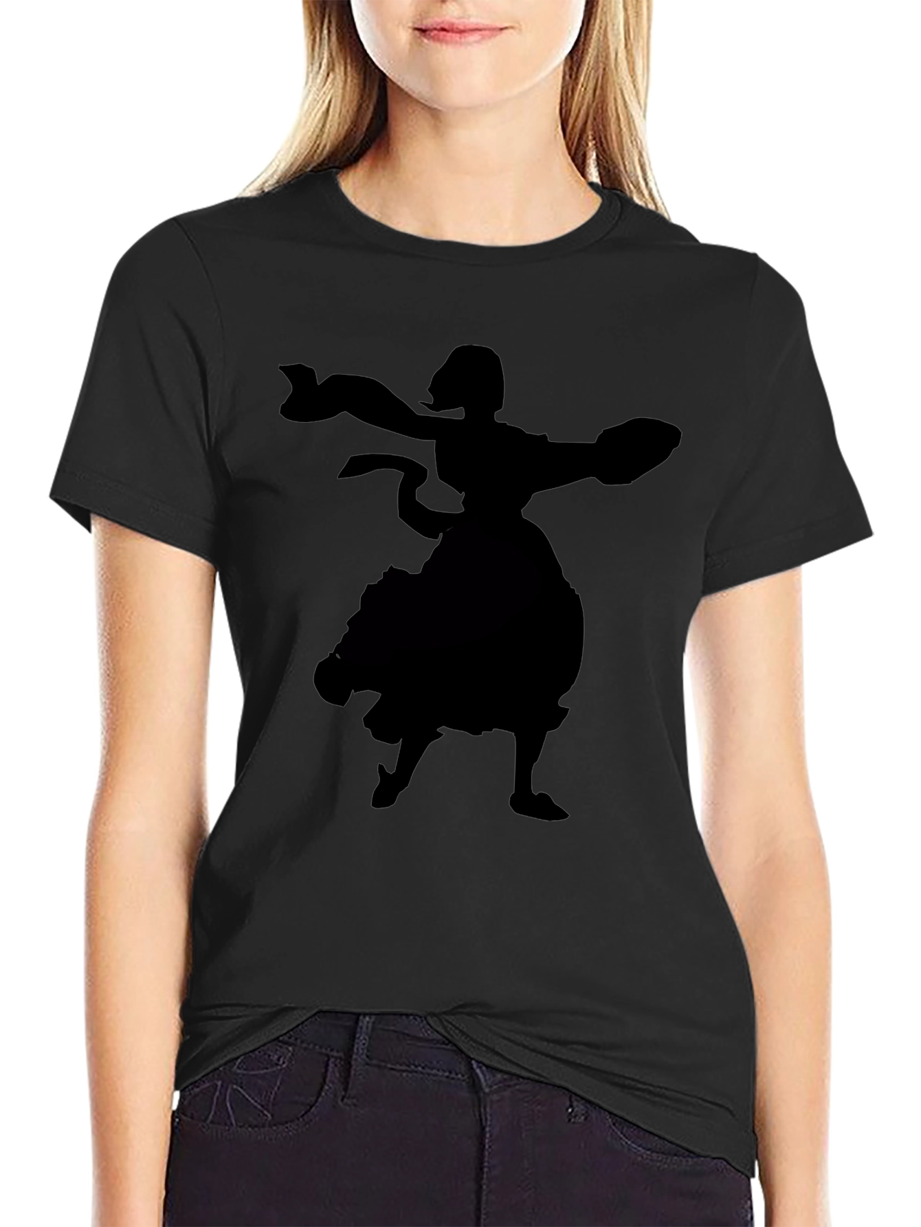 Black Graphic Tee - Dancing Silhouette Print