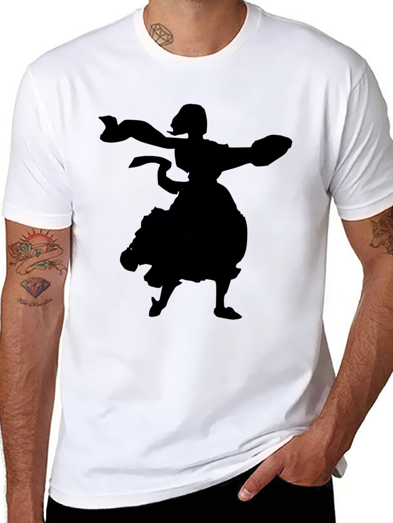 Black Graphic Tee - Dancing Silhouette Print