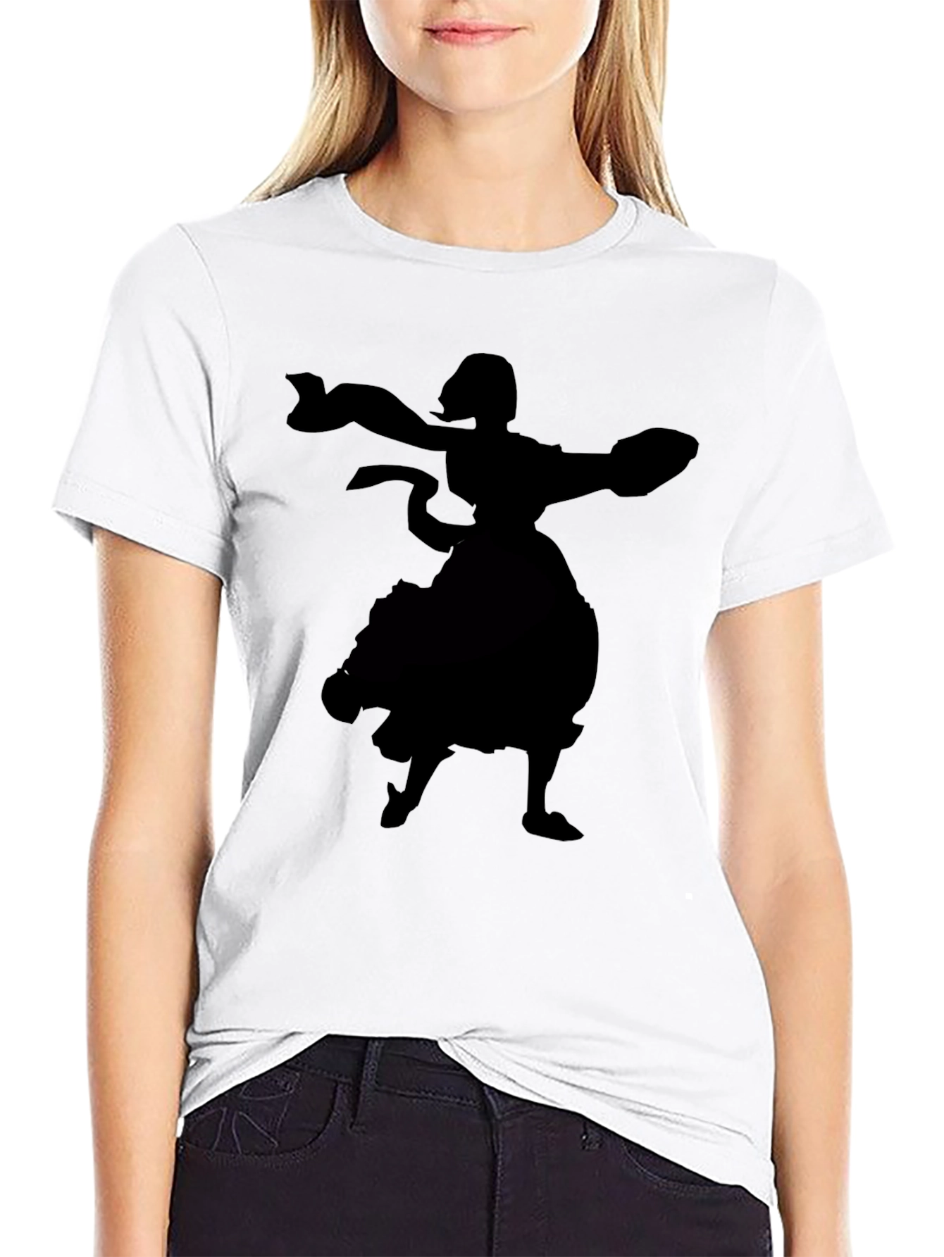 Black Graphic Tee - Dancing Silhouette Print